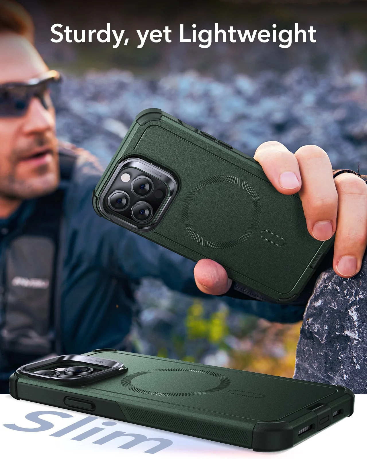 iPhone 13 Pro Cyber Tough Magnetic Case (Stash Stand) - Green - Image 7