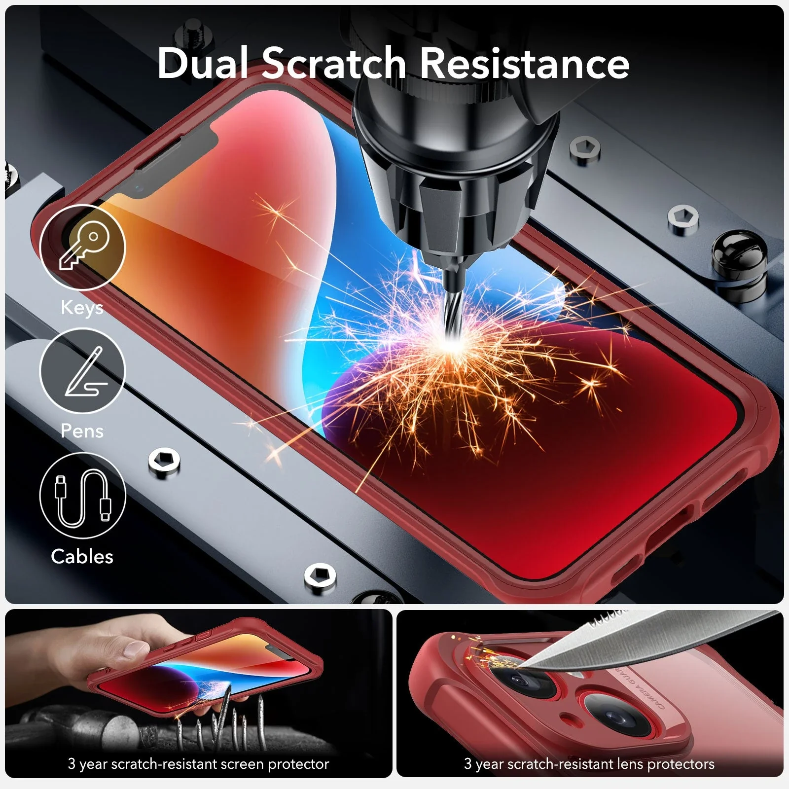 iPhone 14 Armor Tough Case (HaloLock) - Clear Red - Image 7