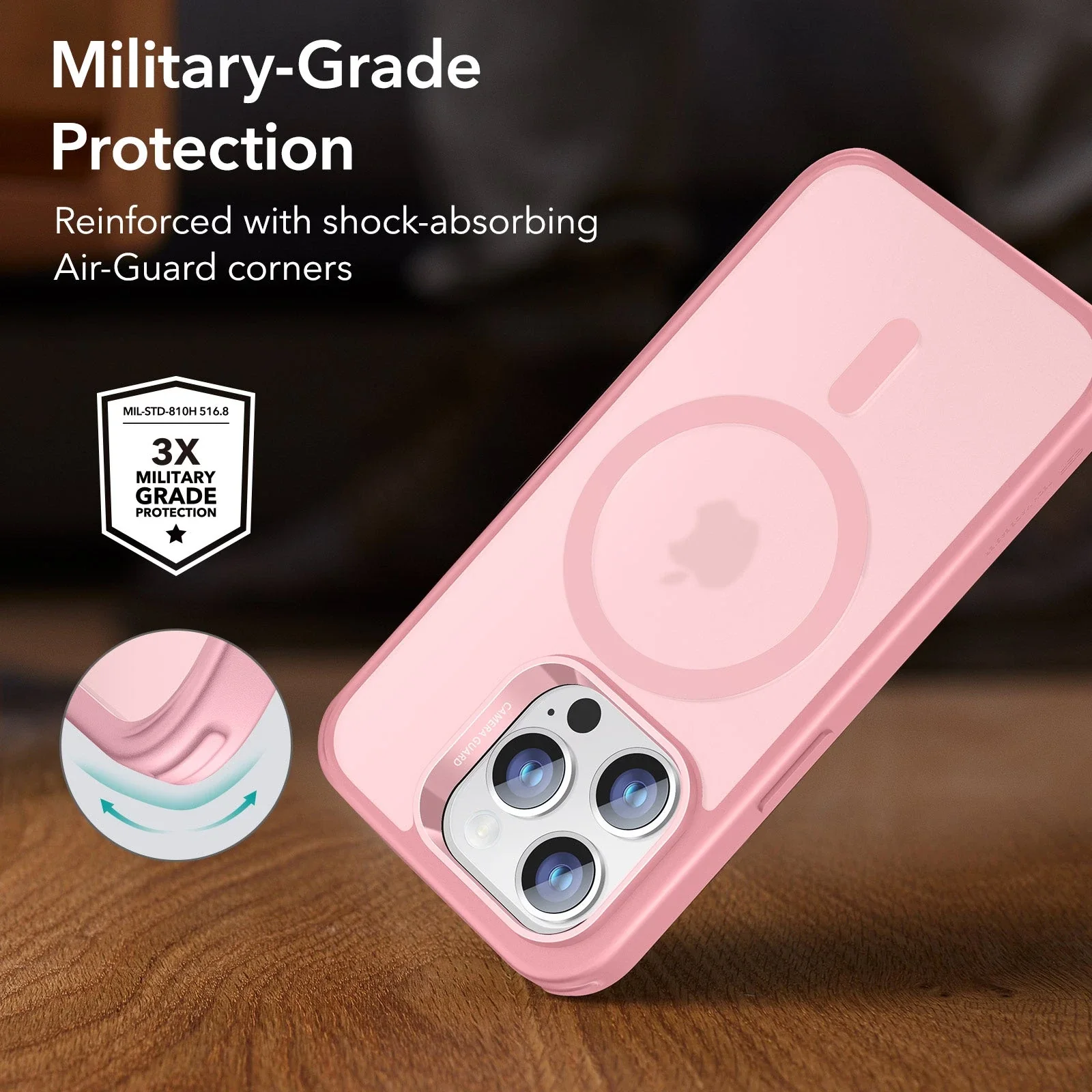iPhone 14 Pro Classic Hybrid Case (HaloLock) - Frosted Pink - Image 4