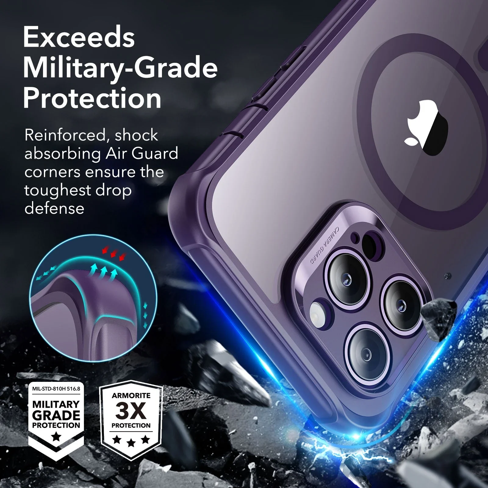 iPhone 14 Pro Max Armor Tough Case (HaloLock) - Clear Purple - Image 7