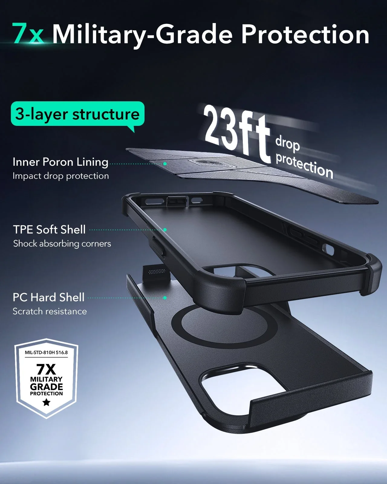 iPhone 15 Cyber Tough Magnetic Case with Stash Stand - Black - Image 3