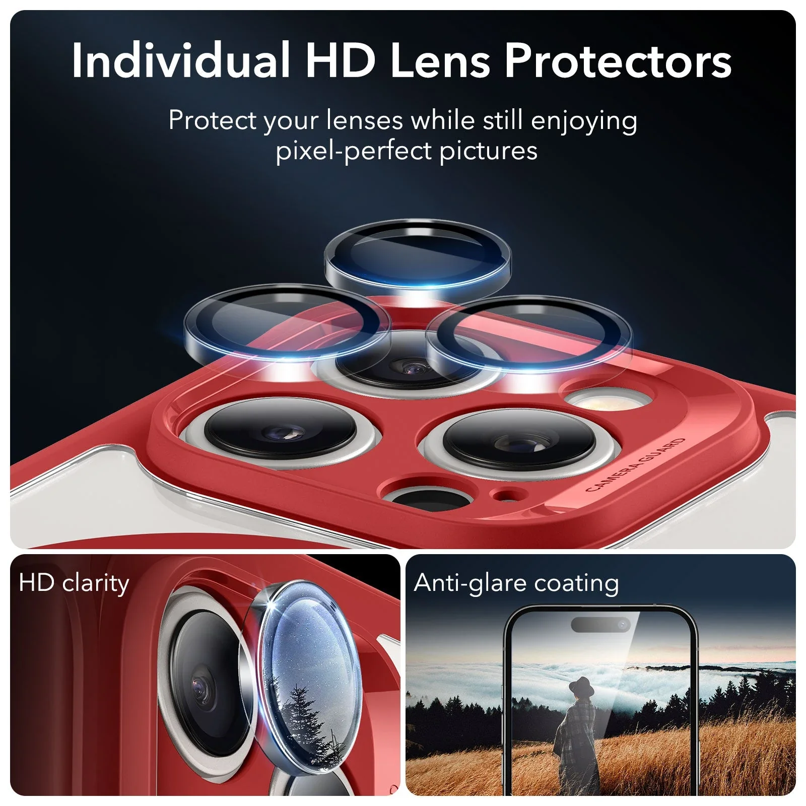 iPhone 15 Pro Armor Tough Case (HaloLock) - Clear Red - Image 5