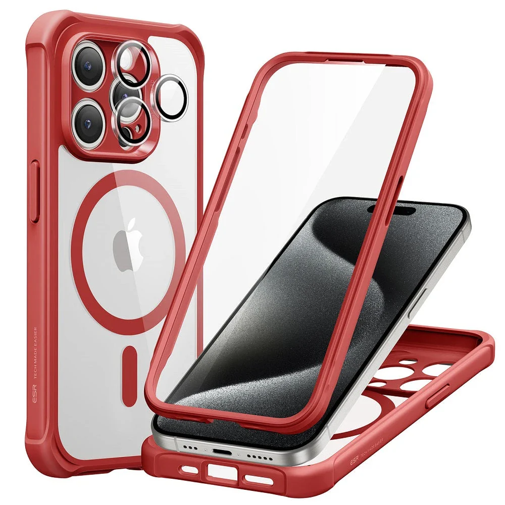 iPhone 15 Pro Max Armor Tough Case (HaloLock) - Clear Red