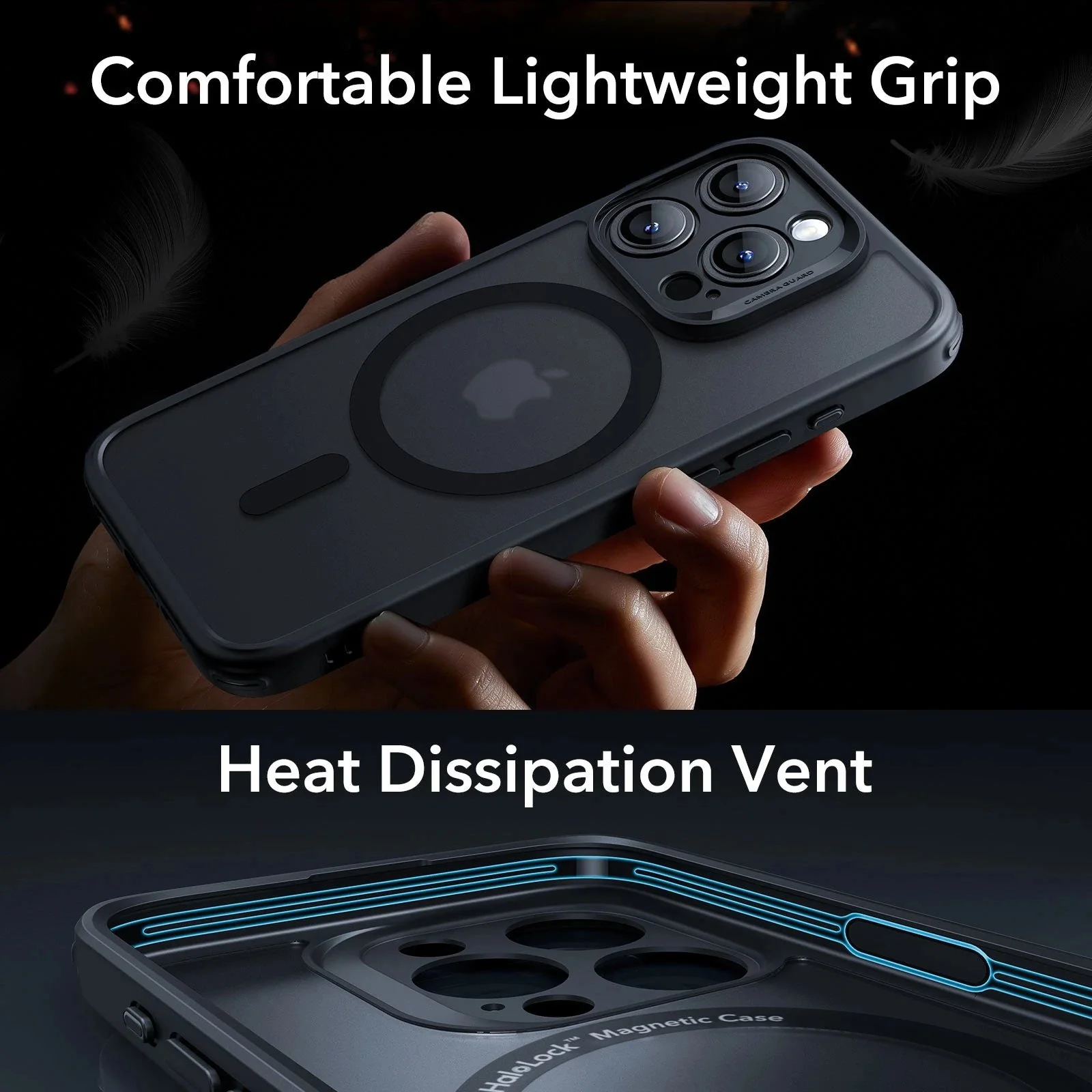 iPhone 15 Pro Max Classic Pro Case (HaloLock) Set - Frosted Black - Image 6