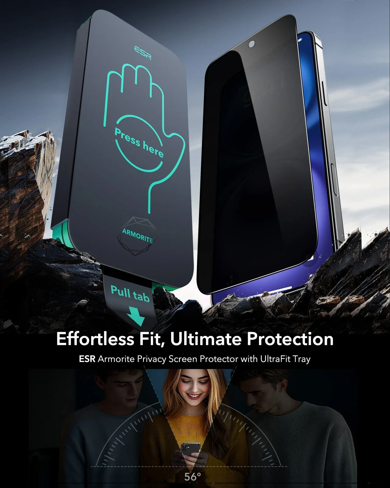 iPhone 16/15 UltraFit Armorite Privacy Screen Protector - 3 Pack - Image 2