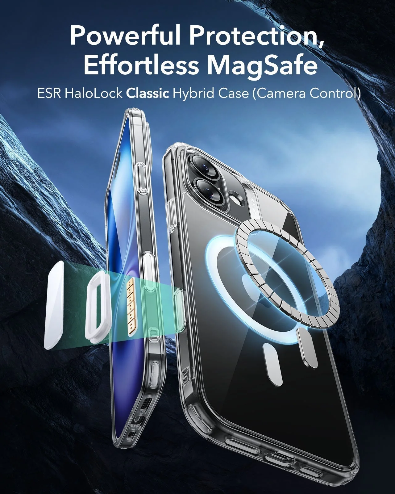 iPhone 16 Classic Hybrid Magnetic Case (Camera Control) & Privacy Screen Protector Bundle - Clear - Image 3