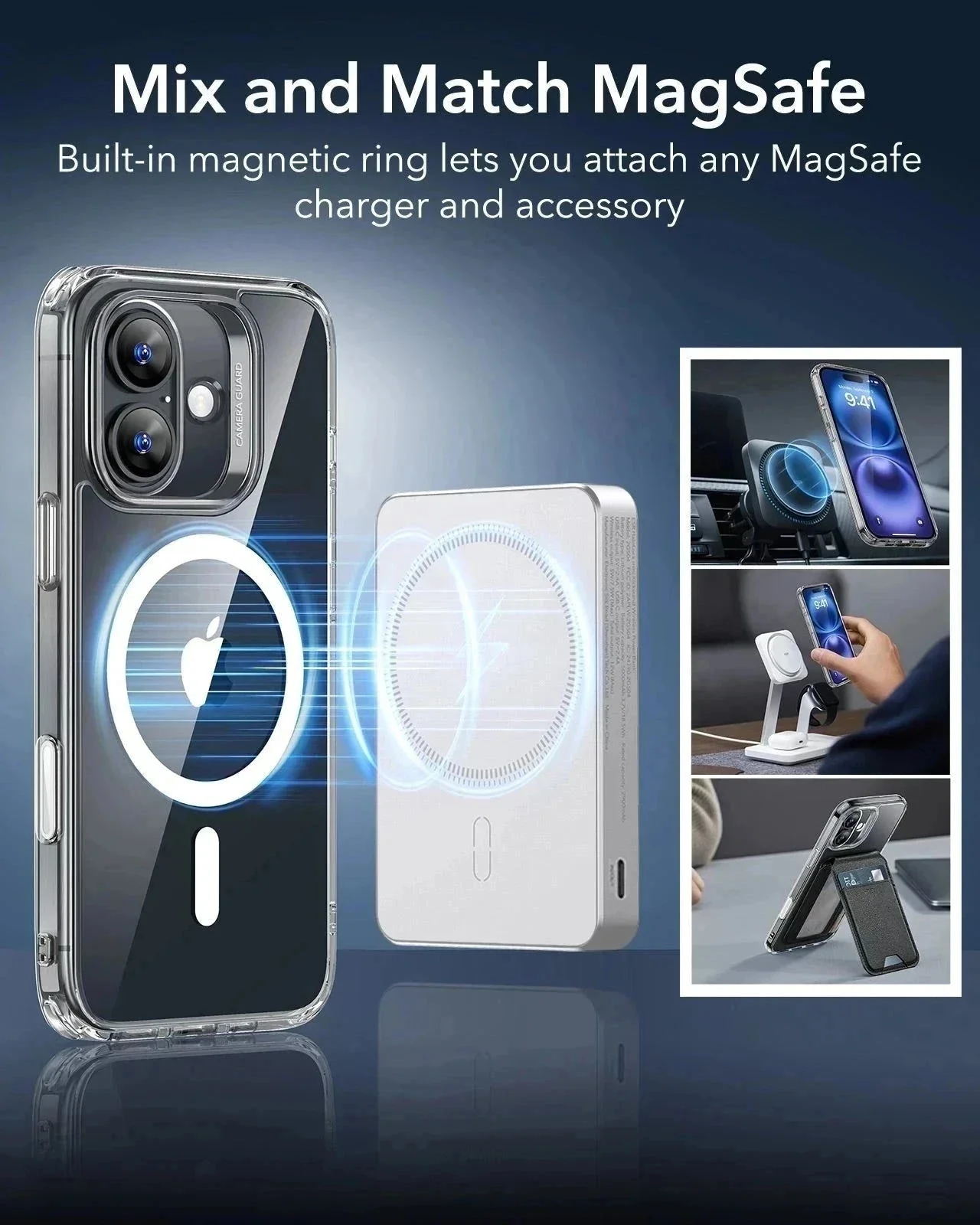 iPhone 16 Classic Hybrid Magnetic Case (Camera Control) & Privacy Screen Protector Bundle - Clear - Image 7