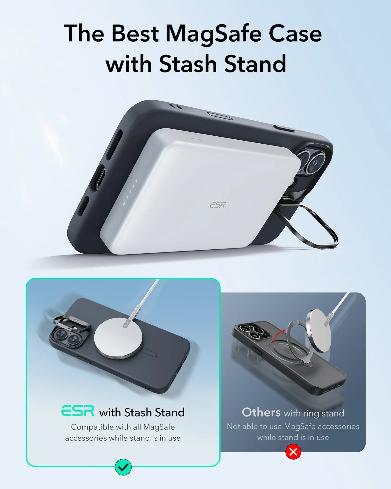 iPhone 16 Cloud Soft Magnetic Case (Camera Control, Stash Stand) - Black - Image 3