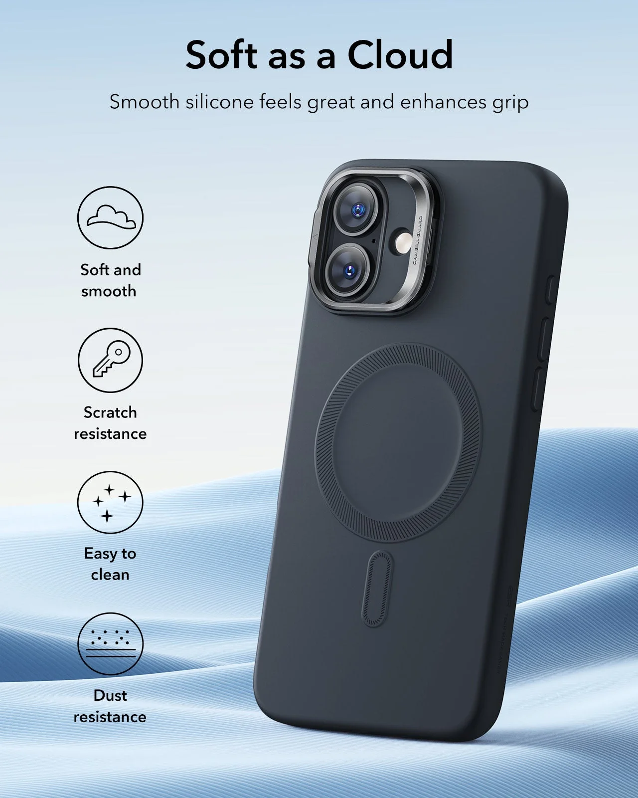 iPhone 16 Cloud Soft Magnetic Case (Camera Control, Stash Stand) - Black - Image 8