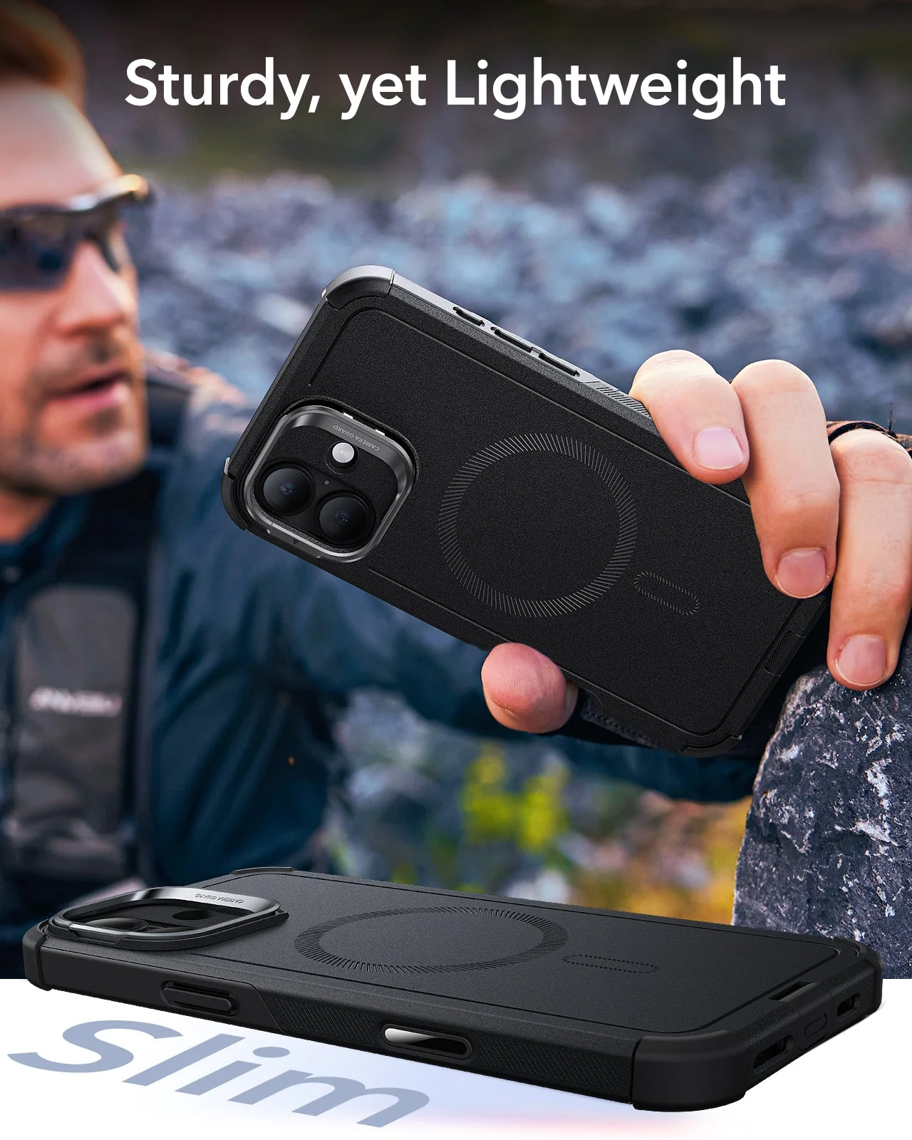 iPhone 16 Cyber Tough Magnetic Case (Camera Control, Stash Stand) - Black - Image 8