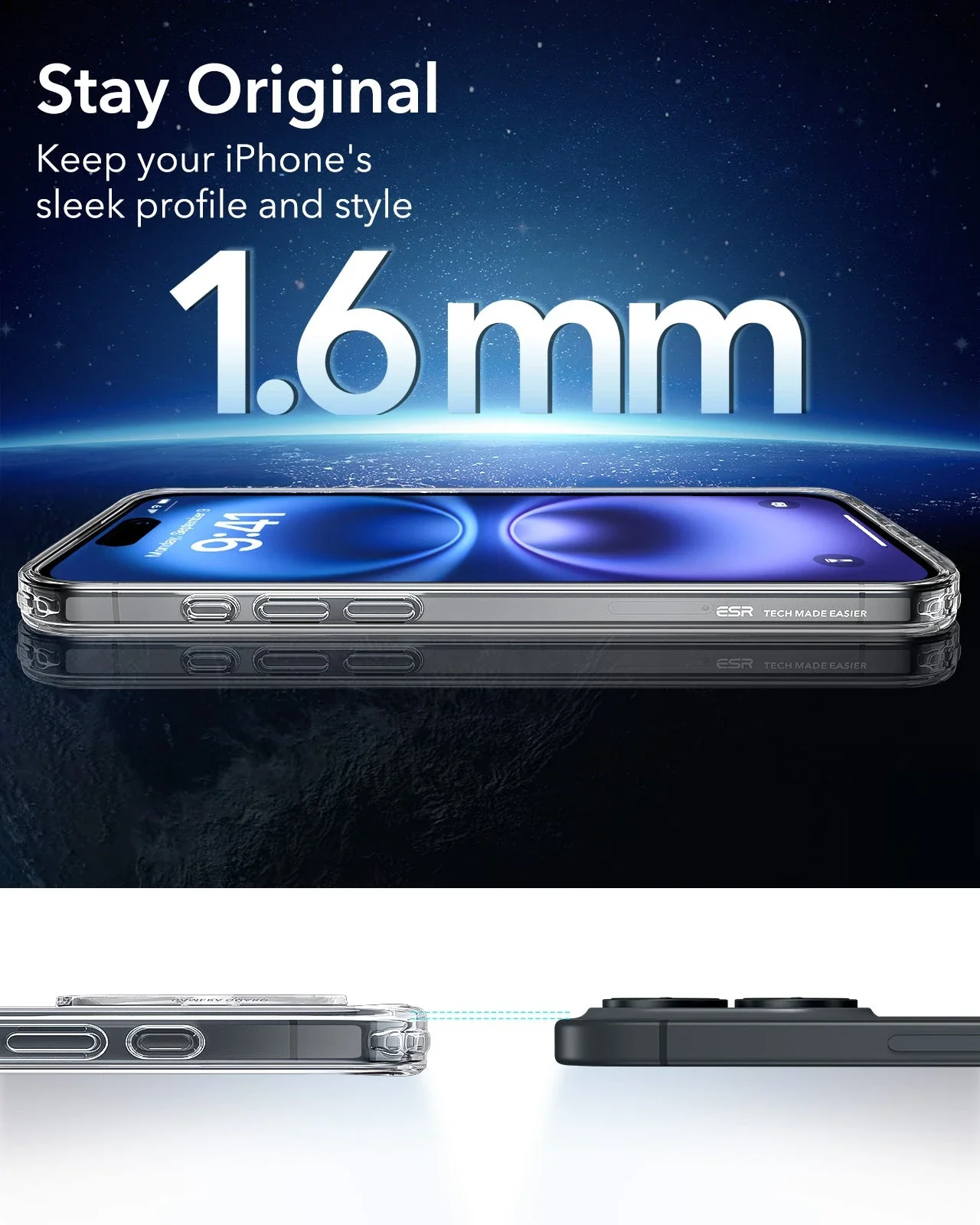 iPhone 16 Plus Classic Hybrid Case (HaloLock) - Frosted Black - Image 8