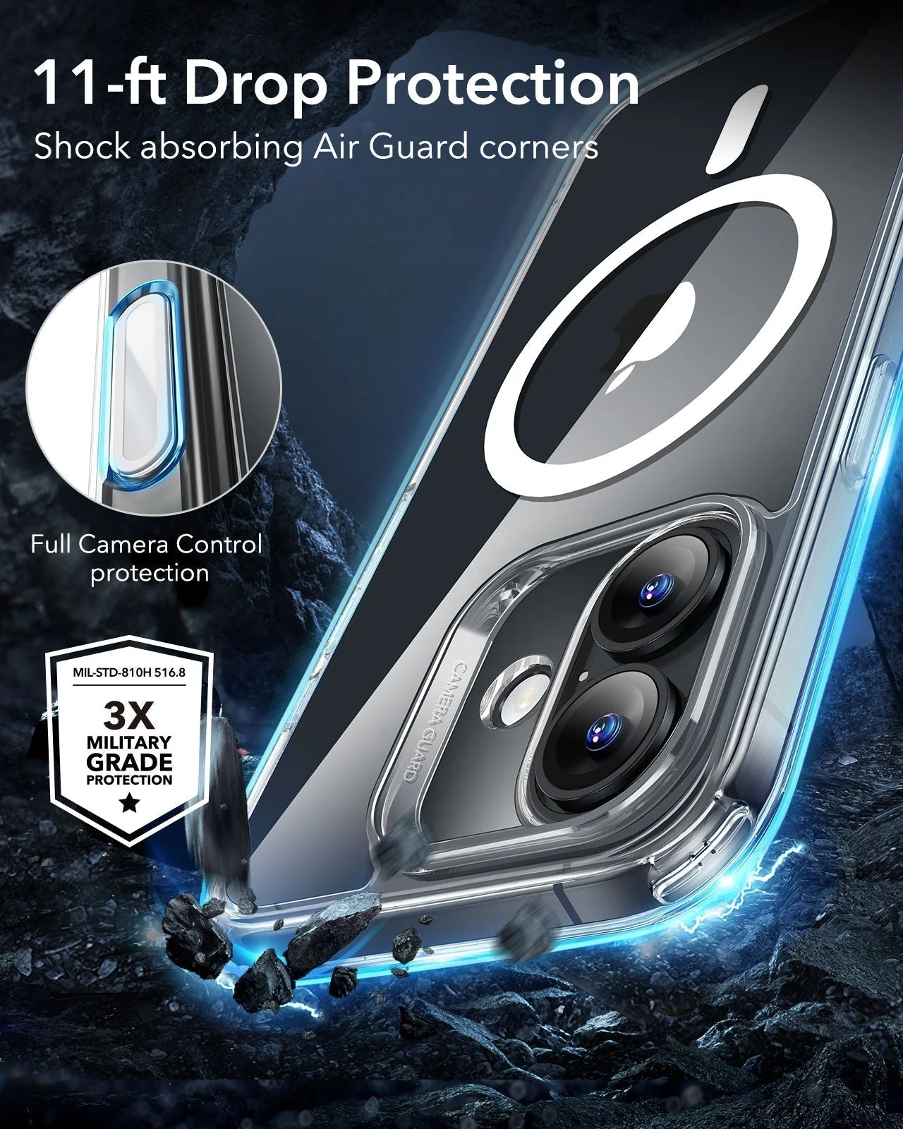 iPhone 16 Plus Classic Hybrid Magnetic Case (Camera Control) & Privacy Screen Protector Bundle - Clear - Image 7