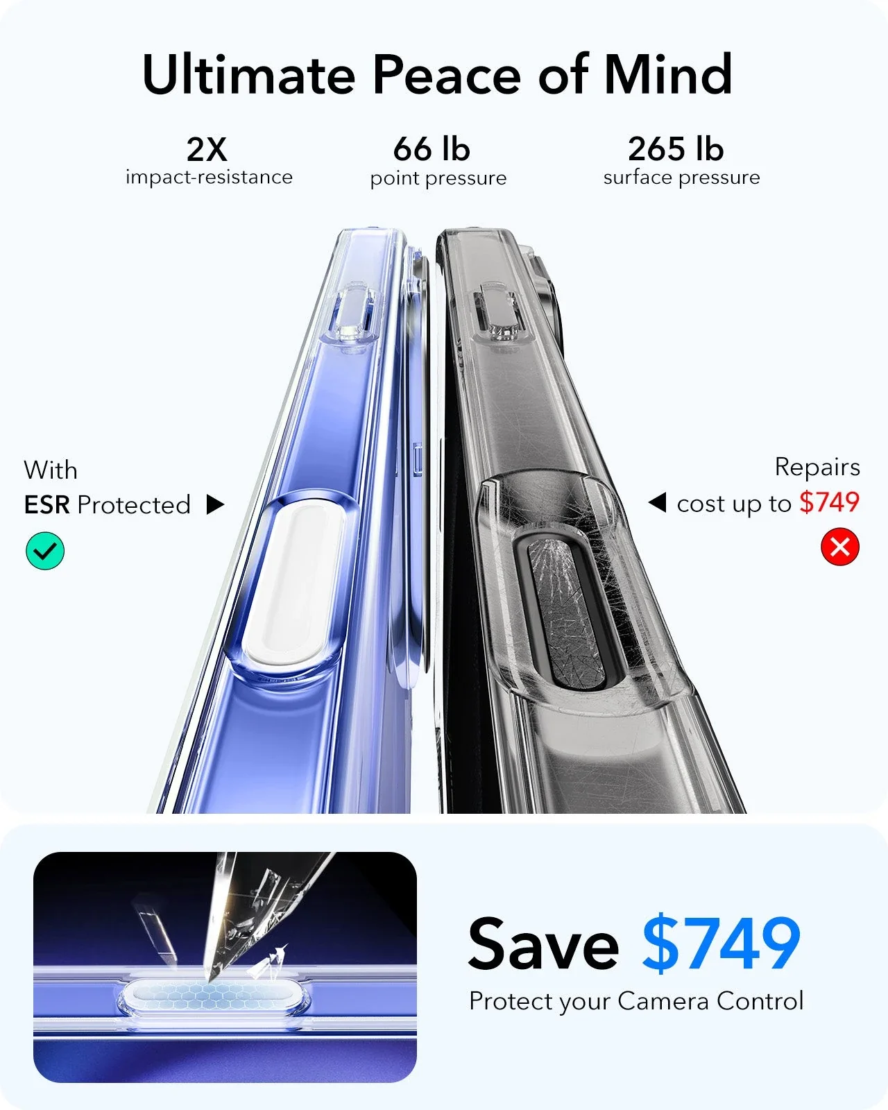 iPhone 16 Plus Classic Hybrid Magnetic Case (Camera Control, Stash Stand) - Clear Blue - Image 5