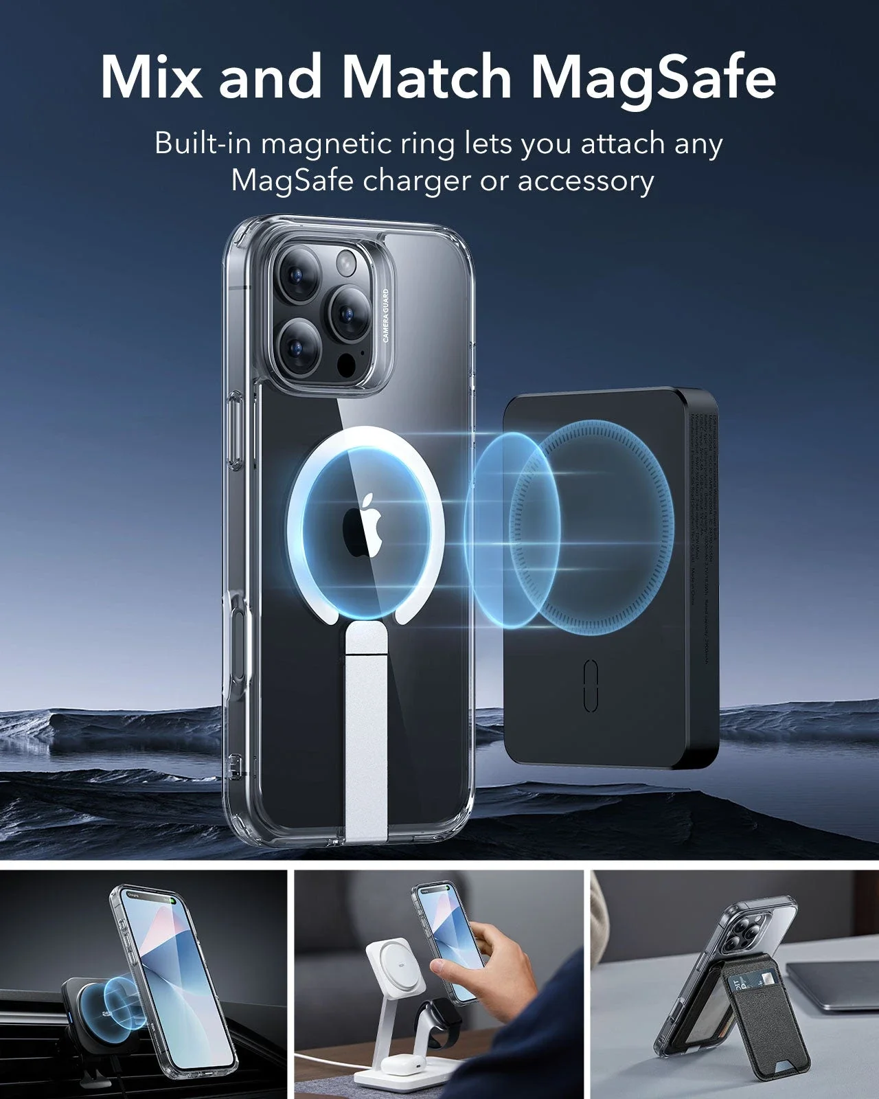 iPhone 16 Pro Boost Flickstand Case (HaloLock) - Clear Grey - Image 5