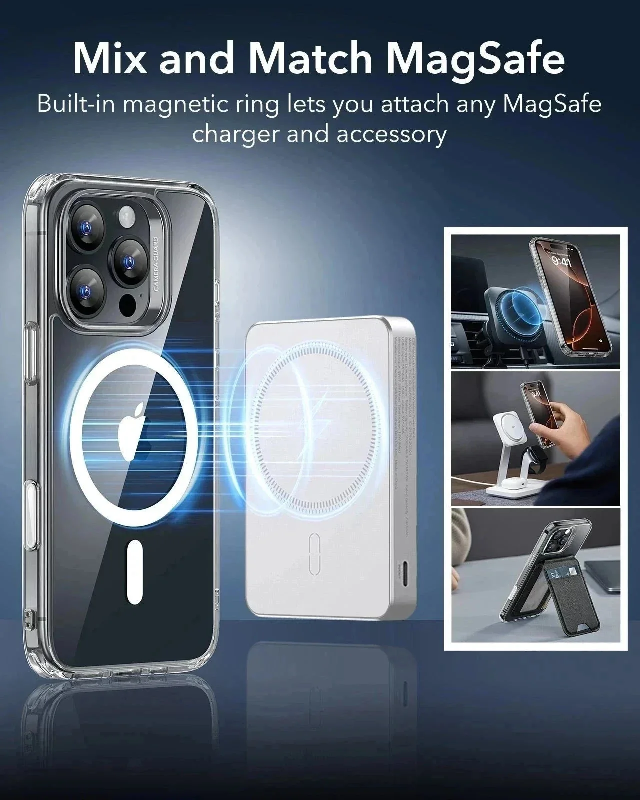 iPhone 16 Pro Classic Hybrid Magnetic Case (Camera Control) & Screen Protection Bundle - Clear - Image 6