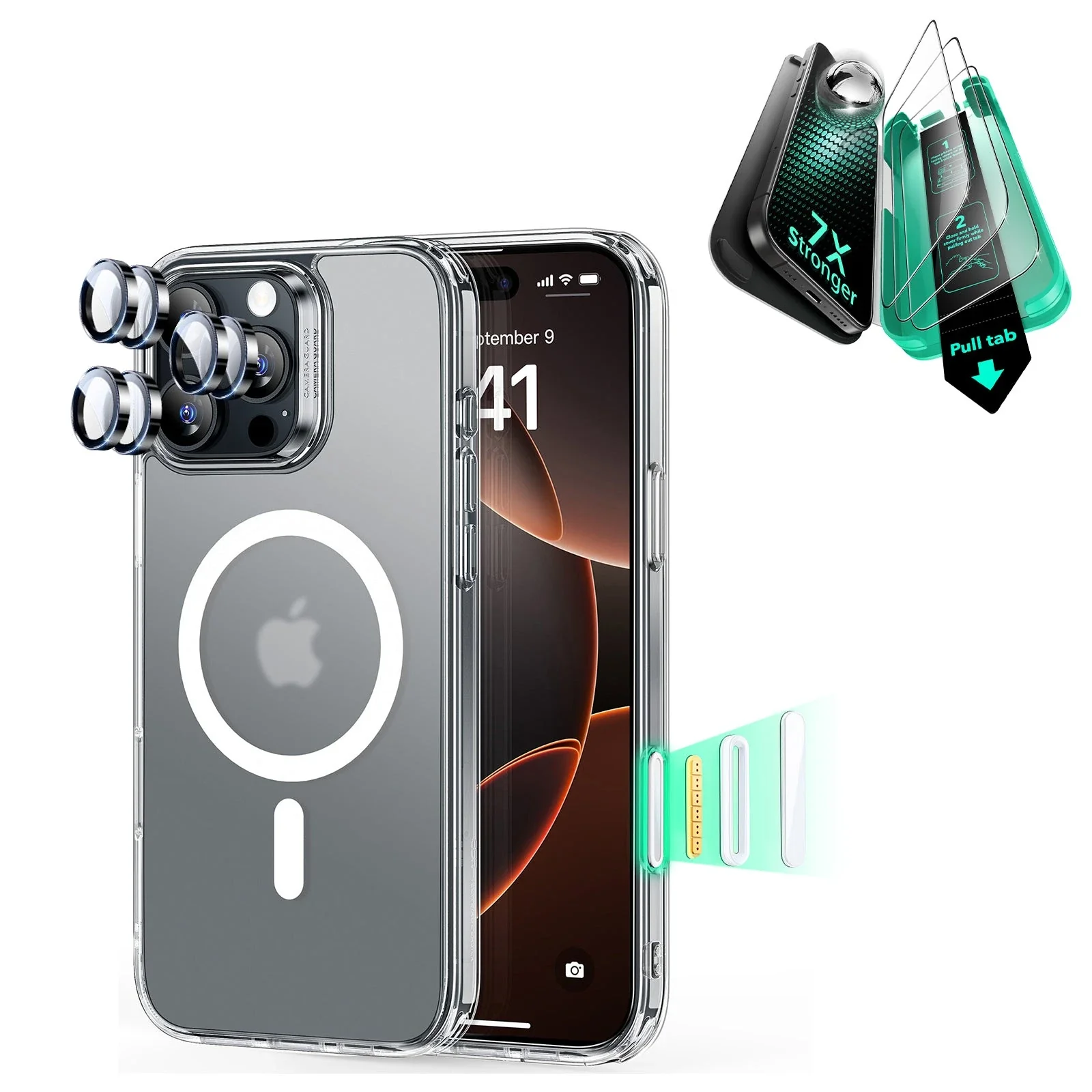 iPhone 16 Pro Classic Hybrid Magnetic Case (Camera Control) & Screen Protection Bundle - Frosted Clear