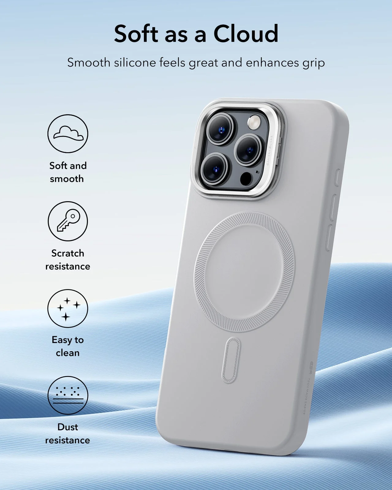 iPhone 16 Pro Cloud Soft Magnetic Case (Camera Control, Stash Stand) - Grey - Image 8