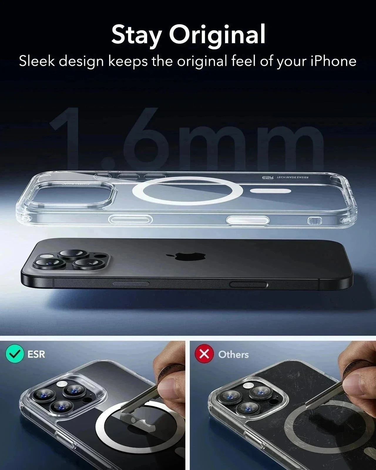 iPhone 16 Pro HaloLock Classic Hybrid Case (Camera Control) - Clear - Image 9