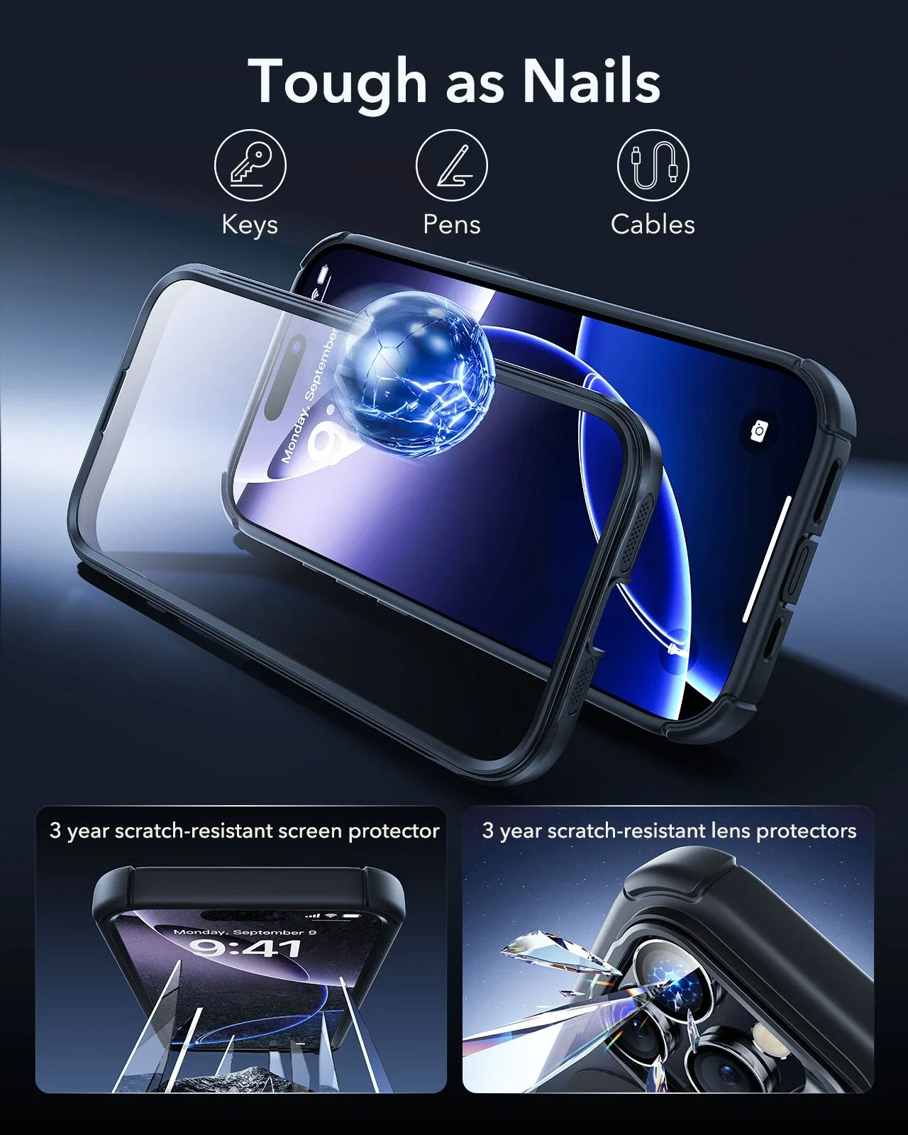 iPhone 16 Pro Max Armor Tough Magnetic Case (Camera Control, Stash Stand) - Frosted Black - Image 9