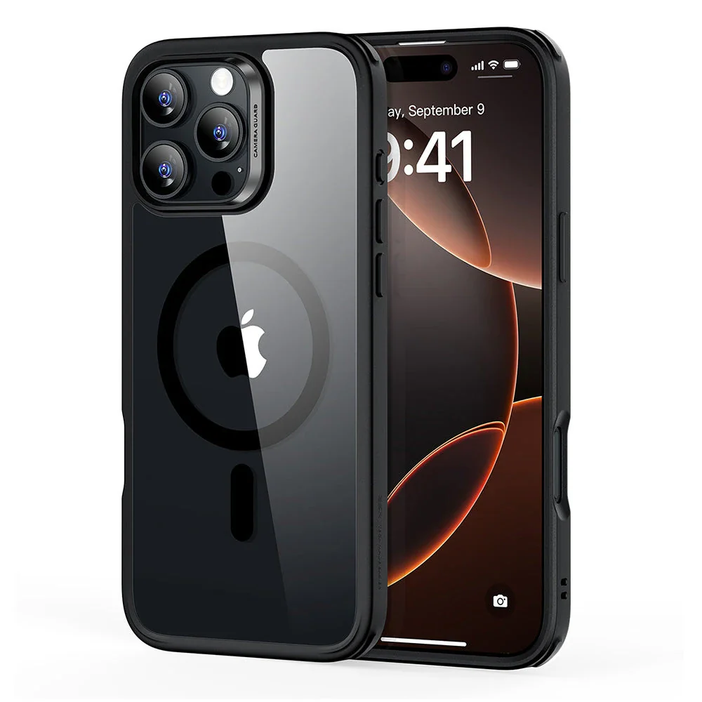 iPhone 16 Pro Max Classic Hybrid Case (HaloLock) - Clear Black