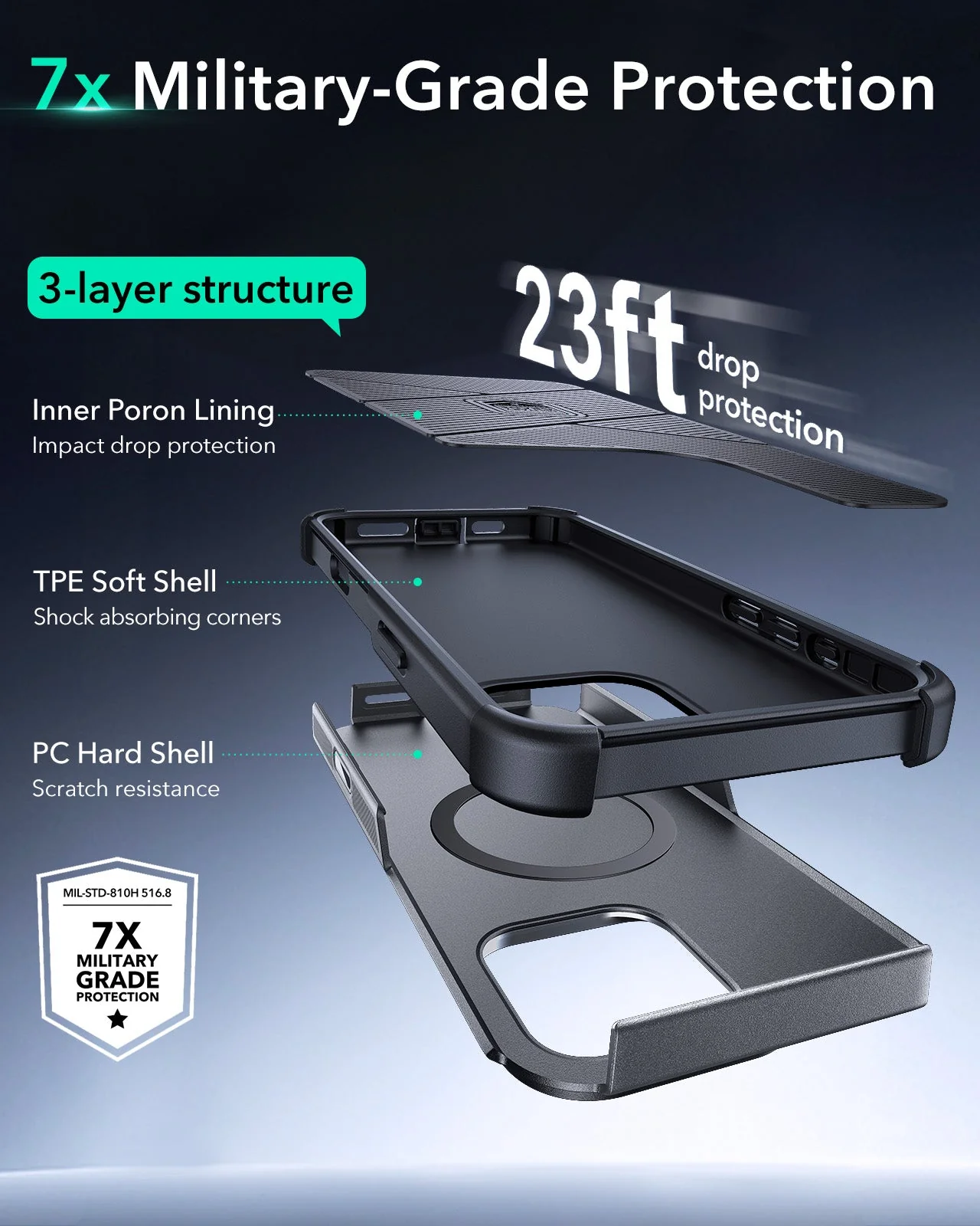 iPhone 16 Pro Max Cyber Tough Magnetic Case (Camera Control, Stash Stand) - Grey - Image 4