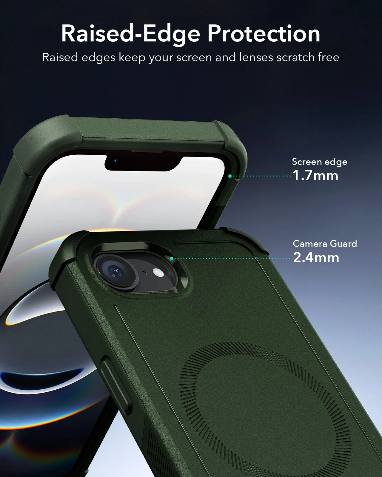 iPhone 16e HaloLock Cyber Tough Case - Dark Green - Image 8