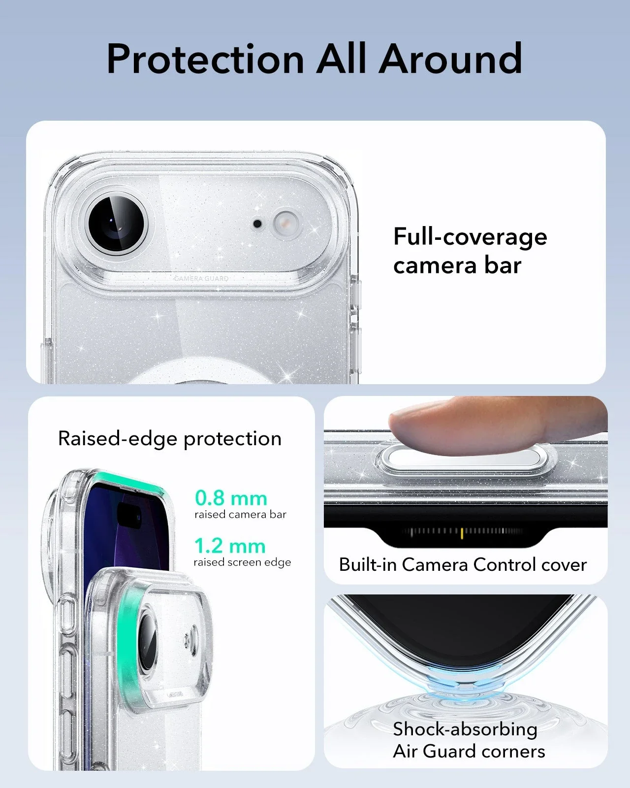 iPhone Air Classic Hybrid Magnetic Case (Camera Control) - Clear Shimmer - Image 3