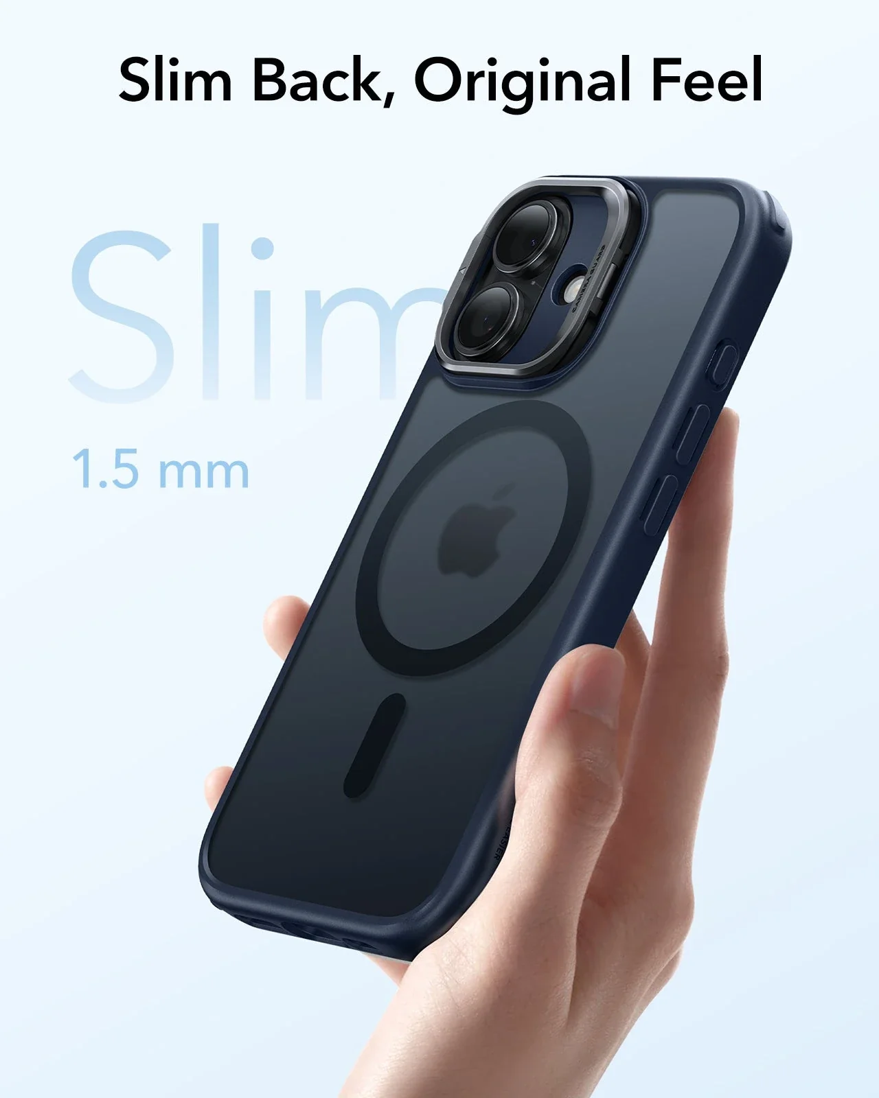 iPhone 17 Classic Hybrid Magnetic Case (Camera Control, Stash Stand) - Frosted Blue - Image 7