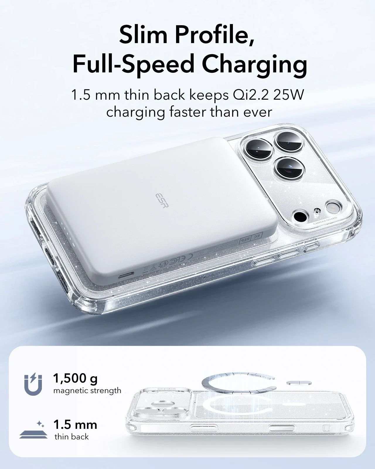 iPhone 17 Pro Classic Hybrid Magnetic Case (Camera Control) - Clear Shimmer - Image 5
