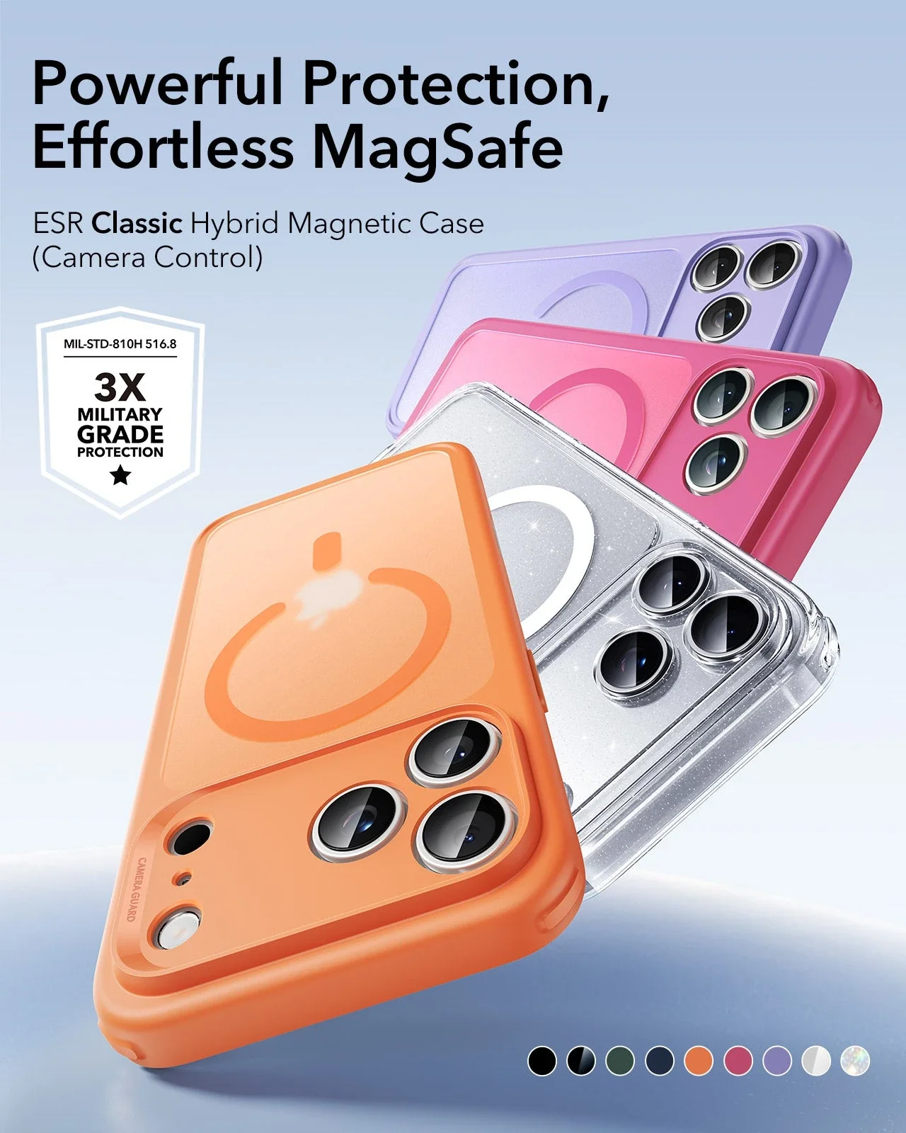 iPhone 17 Pro Max Classic Hybrid Magnetic Case (Camera Control) - Frosted Orange - Image 2