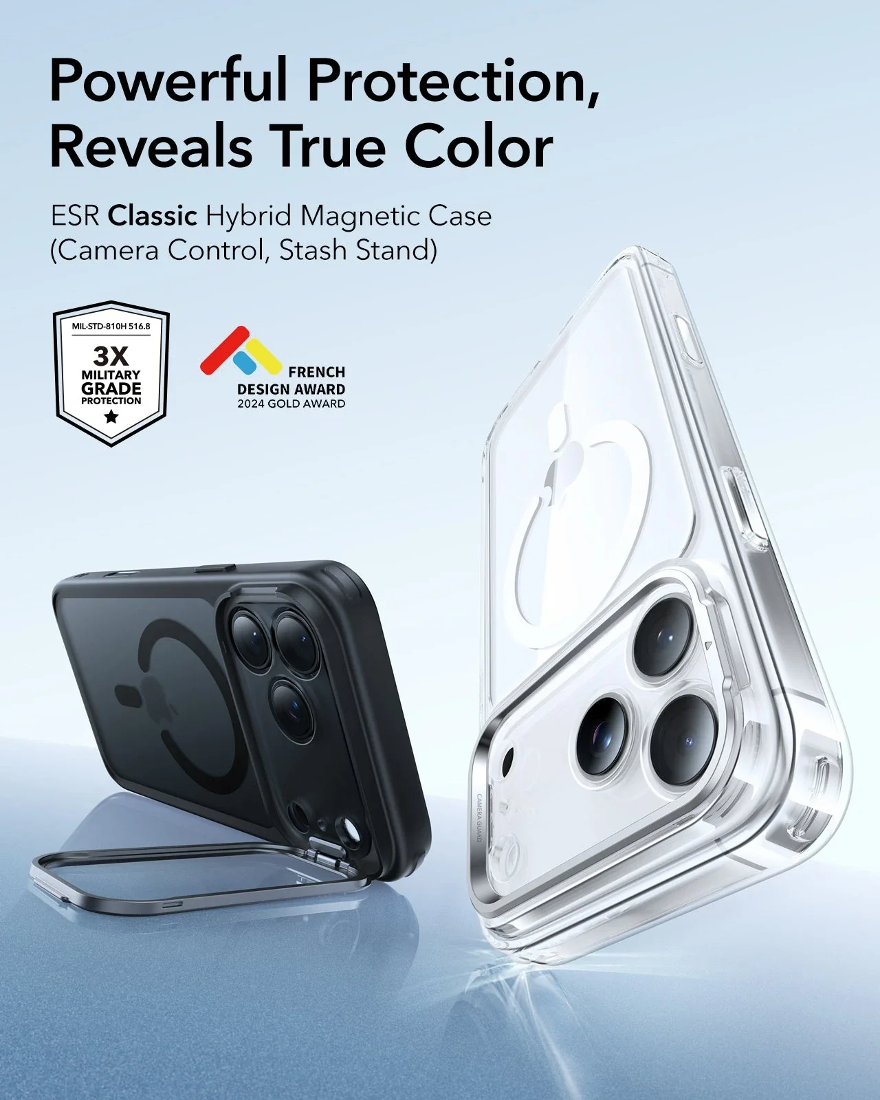 iPhone 17 Pro Classic Hybrid Magnetic Case (Camera Control, Stash Stand) - Frosted Black - Image 2