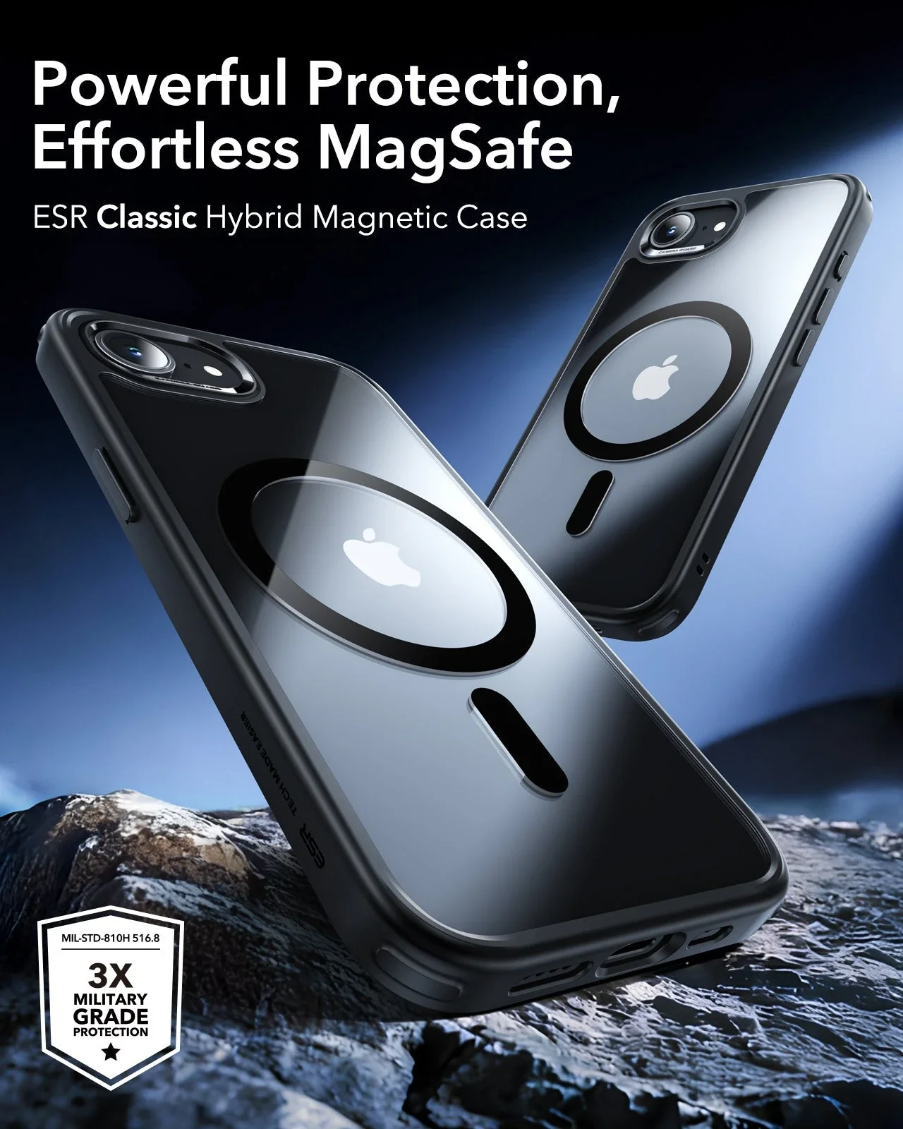 iPhone 17e Classic Hybrid Magnetic Case - Clear Black - Image 2