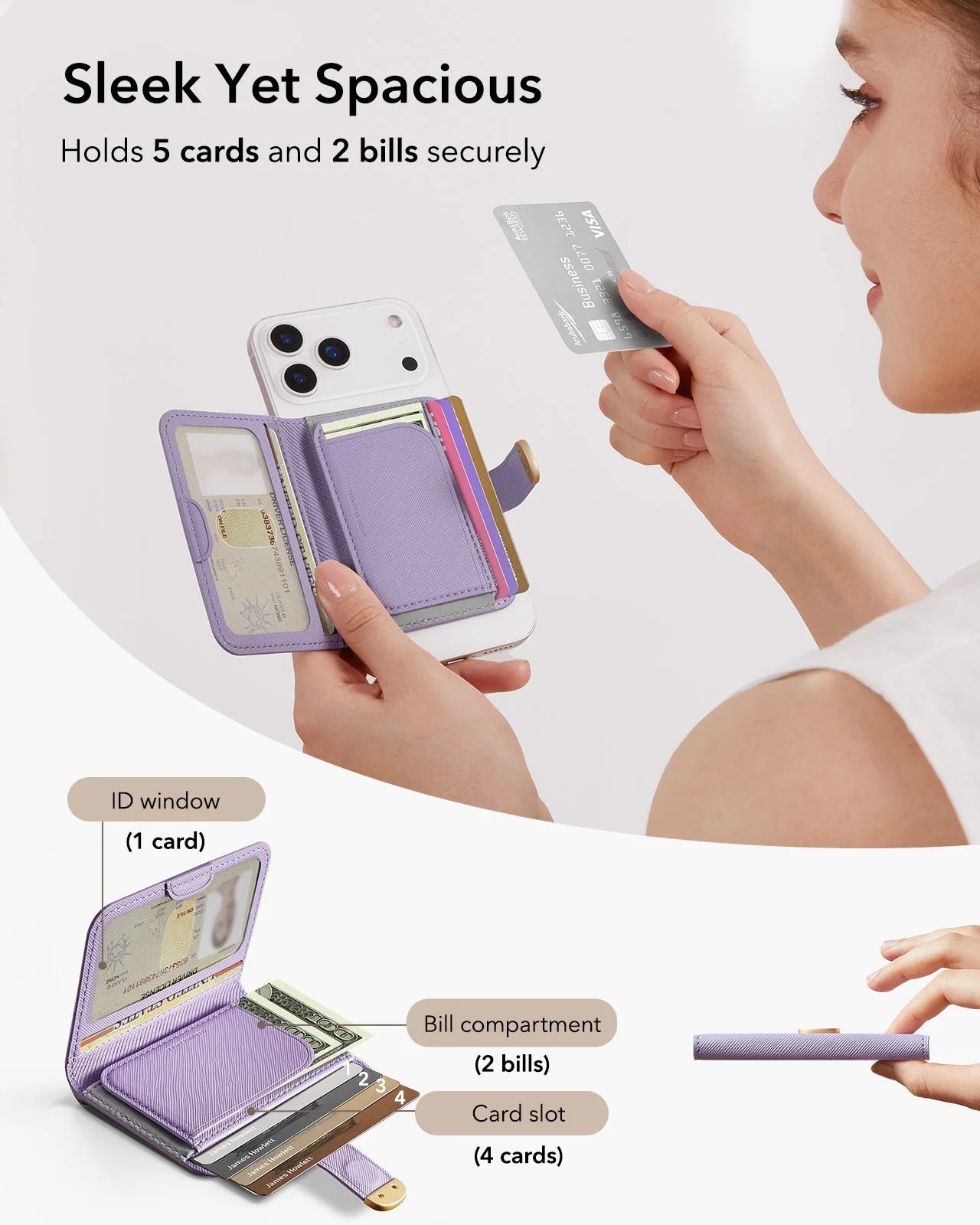 Aura Clutch Magnetic Wallet - Lavender - Image 7