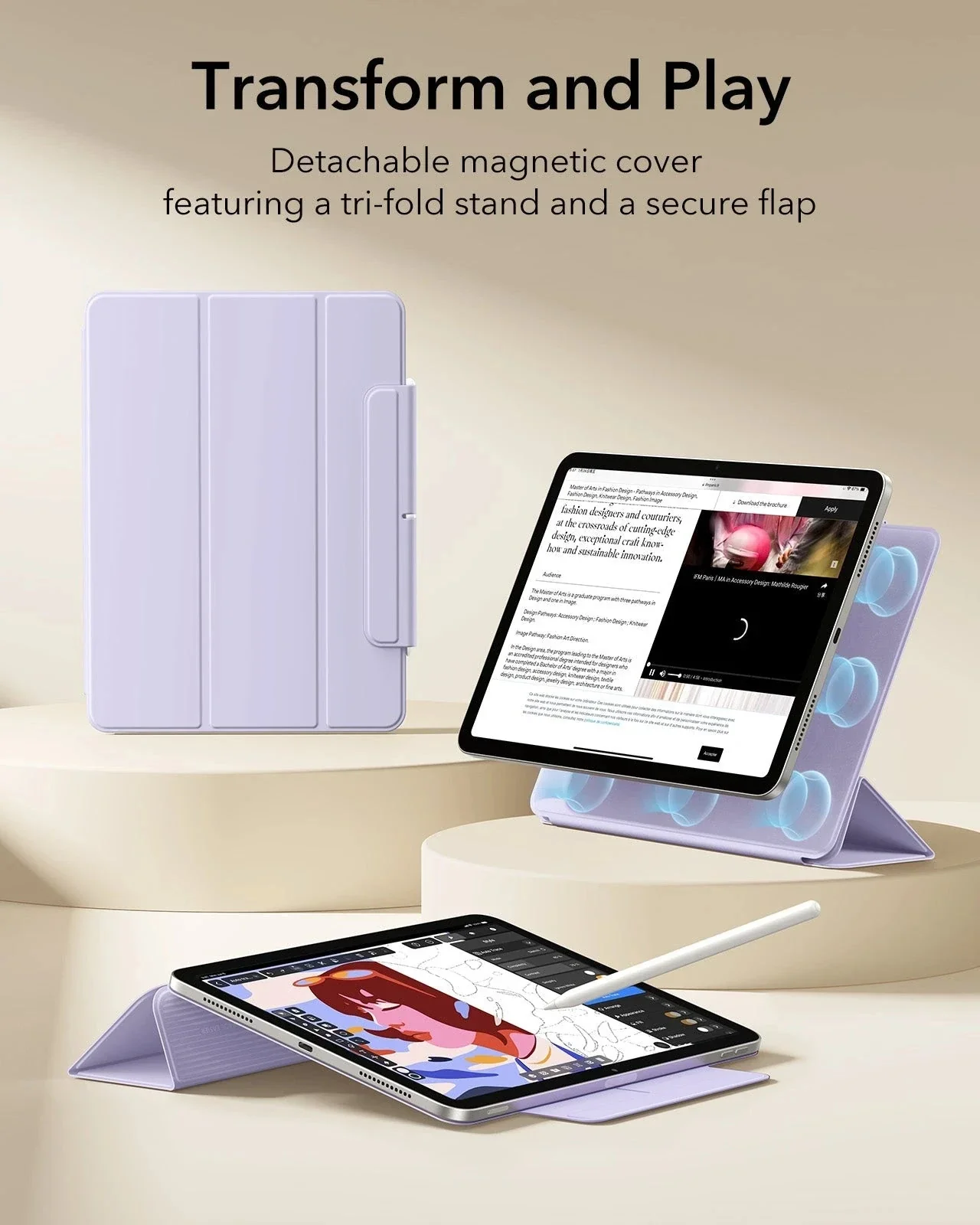 iPad Air 13" (M4) 2026 Rebound Magnetic Case - Light Purple - Image 3