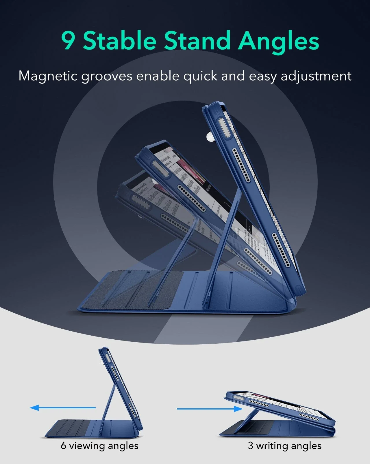 iPad Air 13" (M4) 2026 Bundle Shift Magnetic Case, Papel-Feel Magnetic & Armorite® Protection - Navy Blue - Image 7