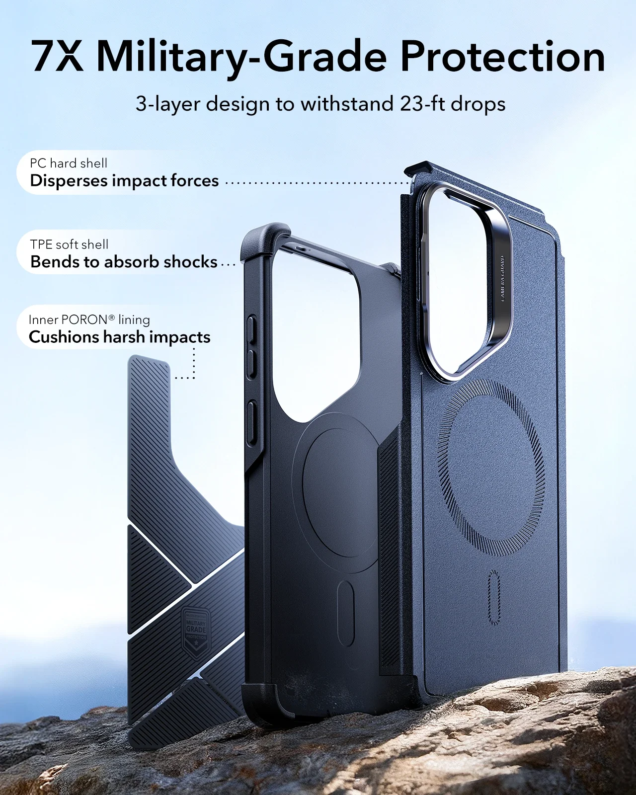 Galaxy S26 Cyber Tough Magnetic Case (Stash Stand) - Navy Blue - Image 6