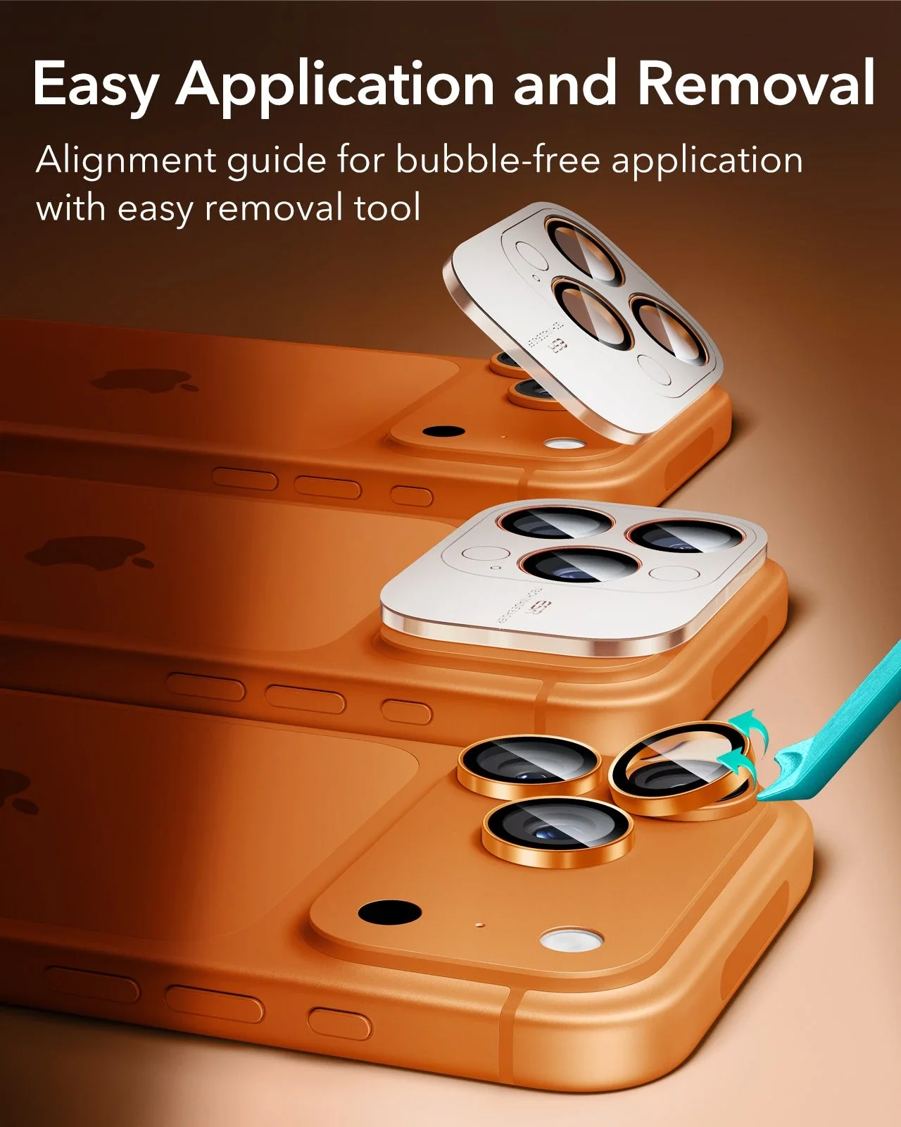 iPhone 17 Pro Max/17 Pro Armorite®️ Camera Lens Protector - Orange - Image 7
