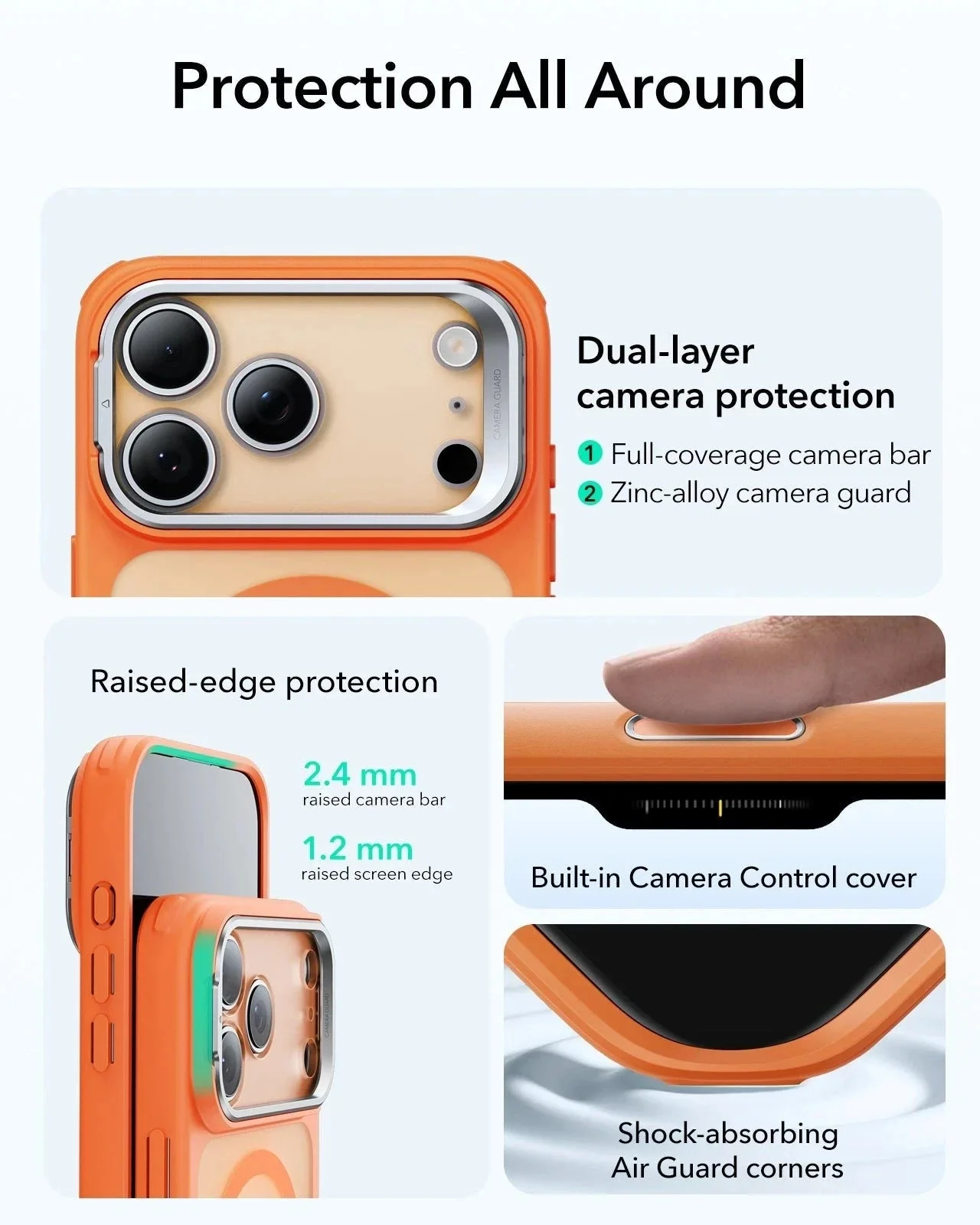 iPhone 17 Pro Bundle Classic Hybrid Magnetic Case (Camera Control, Stash Stand) and Armorite Privacy Screen Protector - Frosted Orange - Image 4