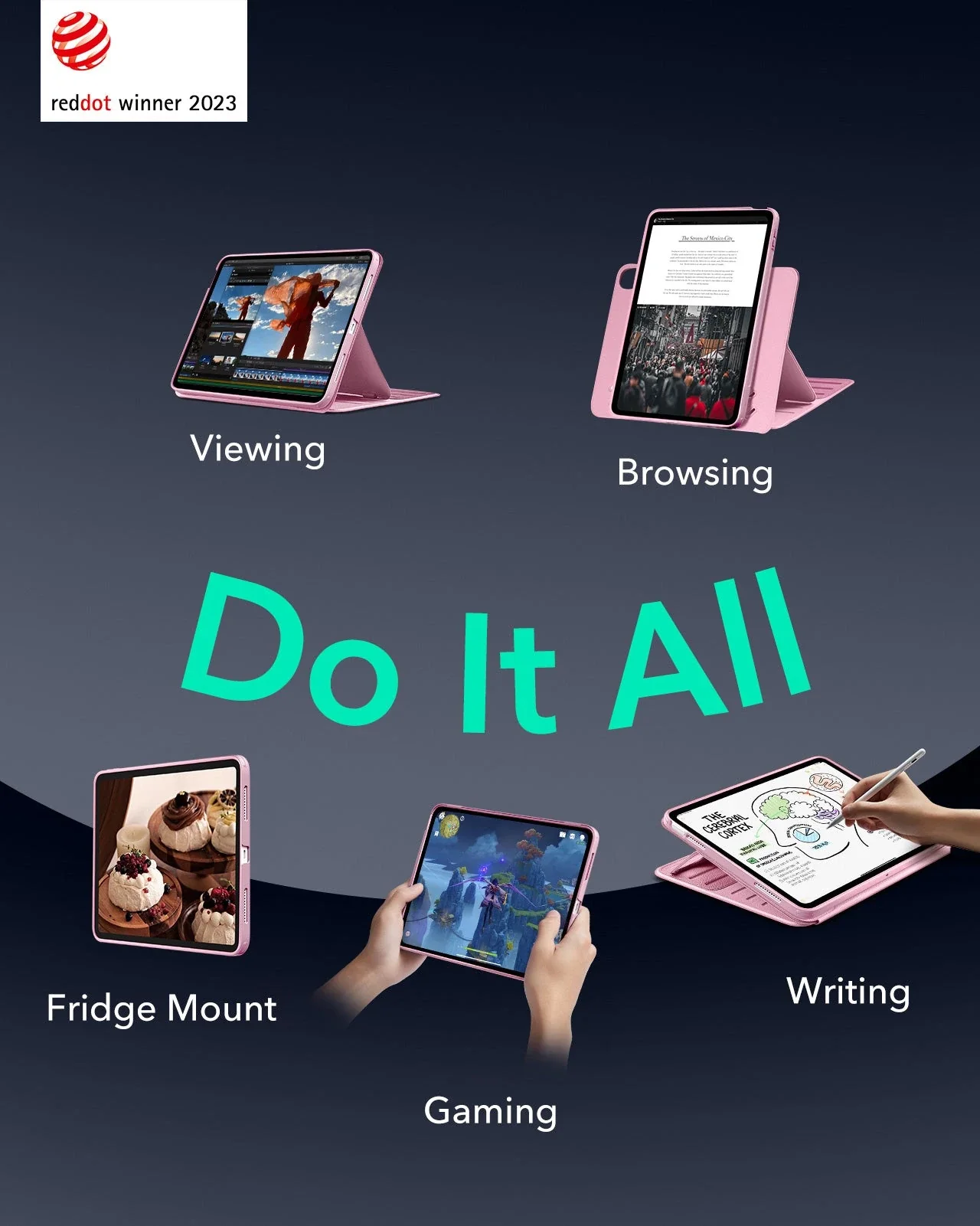 iPad 11" (A16) 2025 Bundle Shift Magnetic Case & Armorite® Paper-Feel Protection - Pink - Image 3