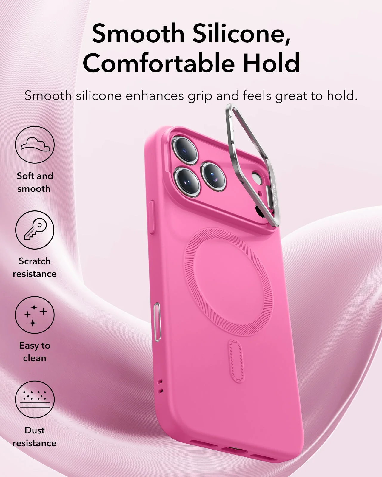 iPhone 17 Pro Max Cloud Soft Magnetic Case (Camera Control, Stash Stand) - Rosy Pink - Image 3
