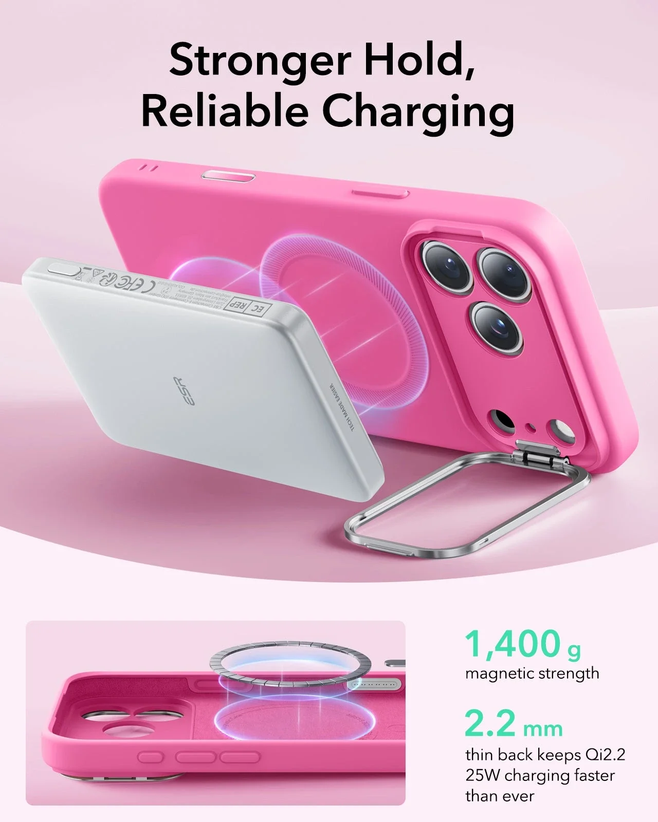iPhone 17 Pro Max Cloud Soft Magnetic Case (Camera Control, Stash Stand) - Rosy Pink - Image 7