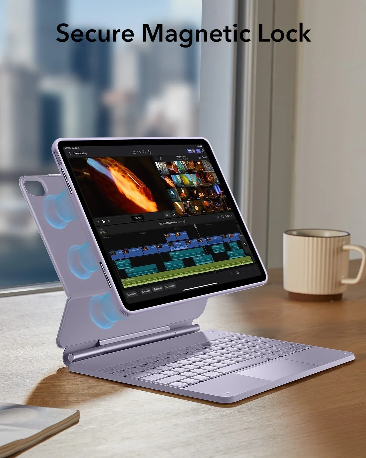 iPad Air 13" (M4) 2026 Bundle Rebound Magnetic Keyboard Case 360 & Screen Protectors - US Layout-Purple - Image 13