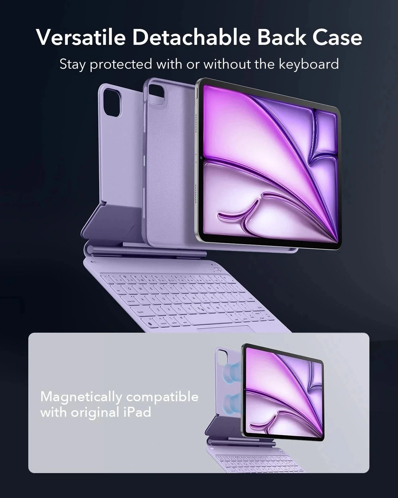 iPad Air 11" (M4) 2026 Bundle Rebound Magnetic Keyboard Case 360 & Digital Pencil-US Layout-Purple - Image 16