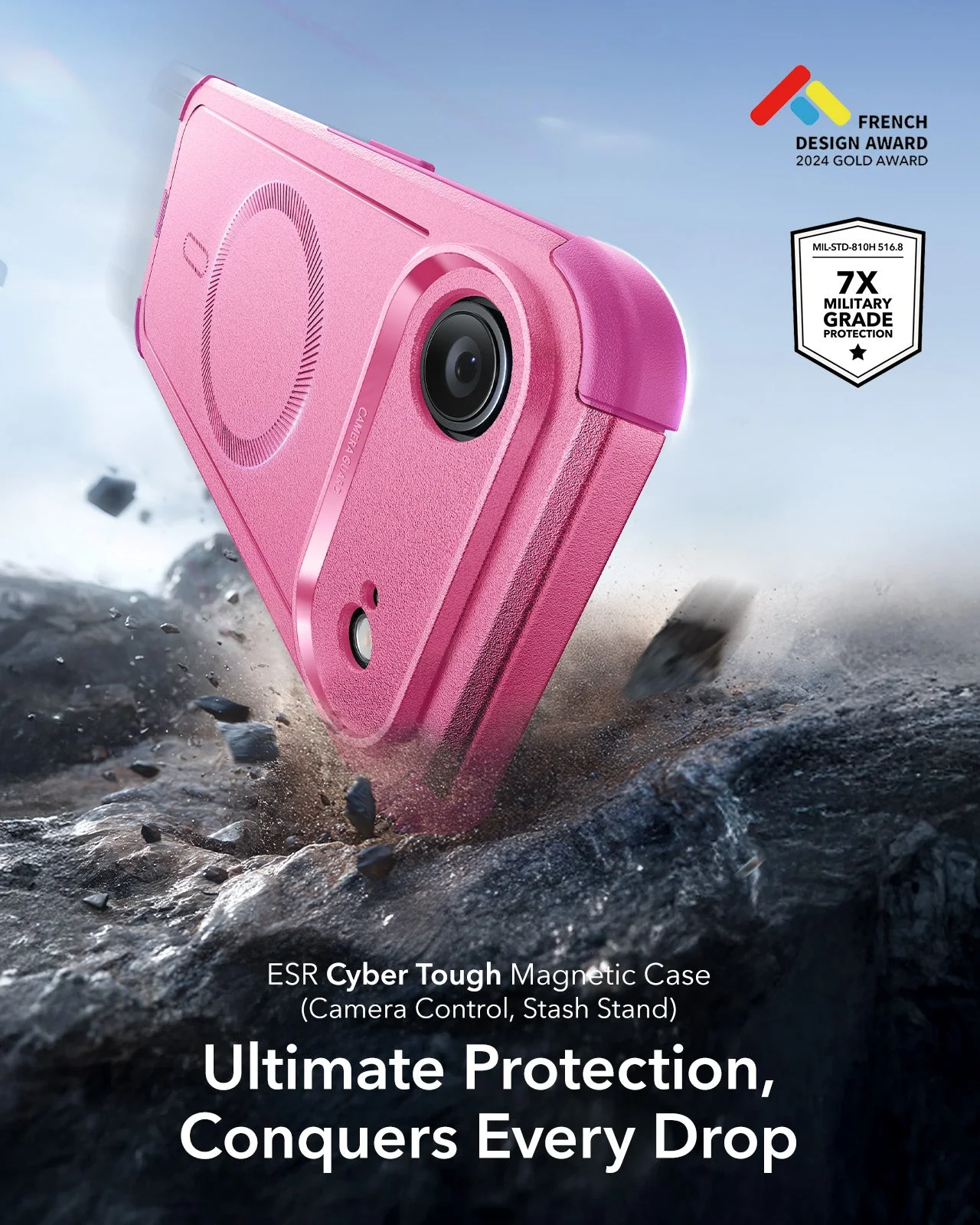 iPhone Air Cyber Tough Magnetic Case (Camera Control) - Rosy Pink - Image 2