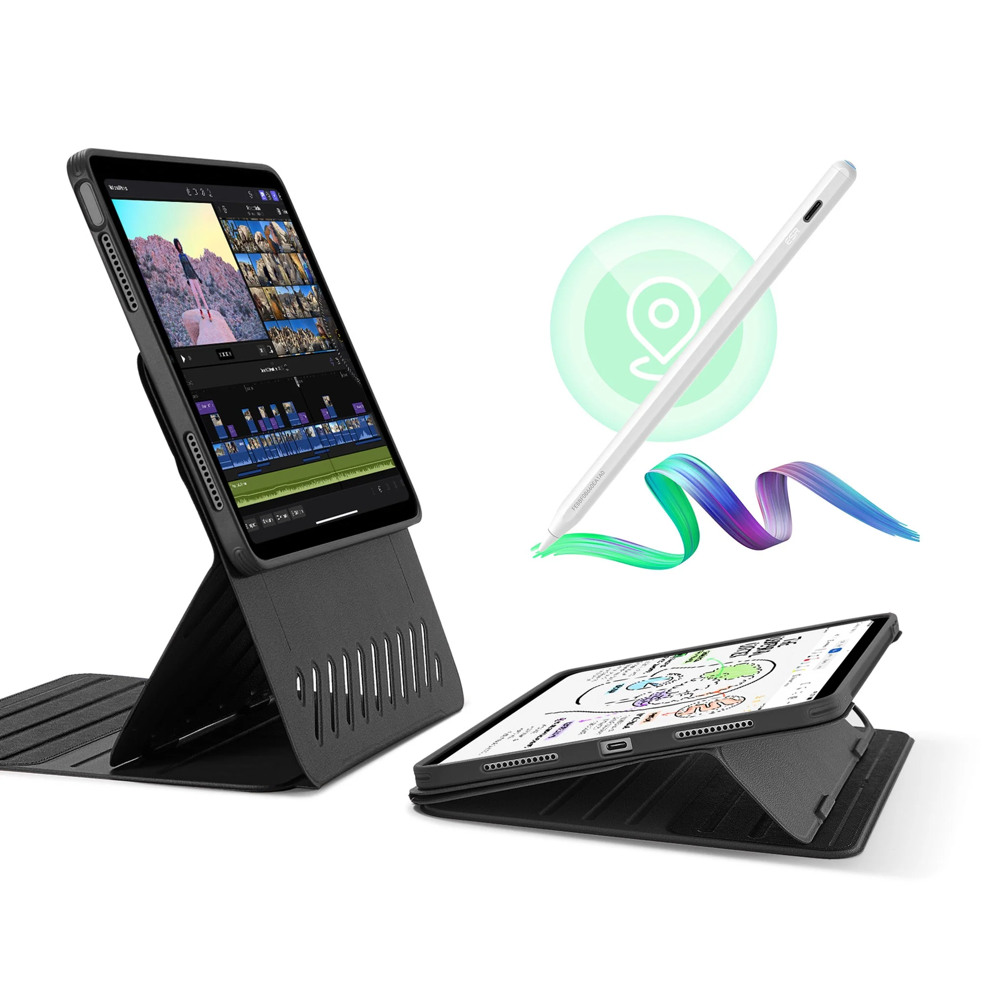 iPad Air 13" (M2) 2024 Bundle Shift Magnetic Case with Geo Digital Pencil  - Black