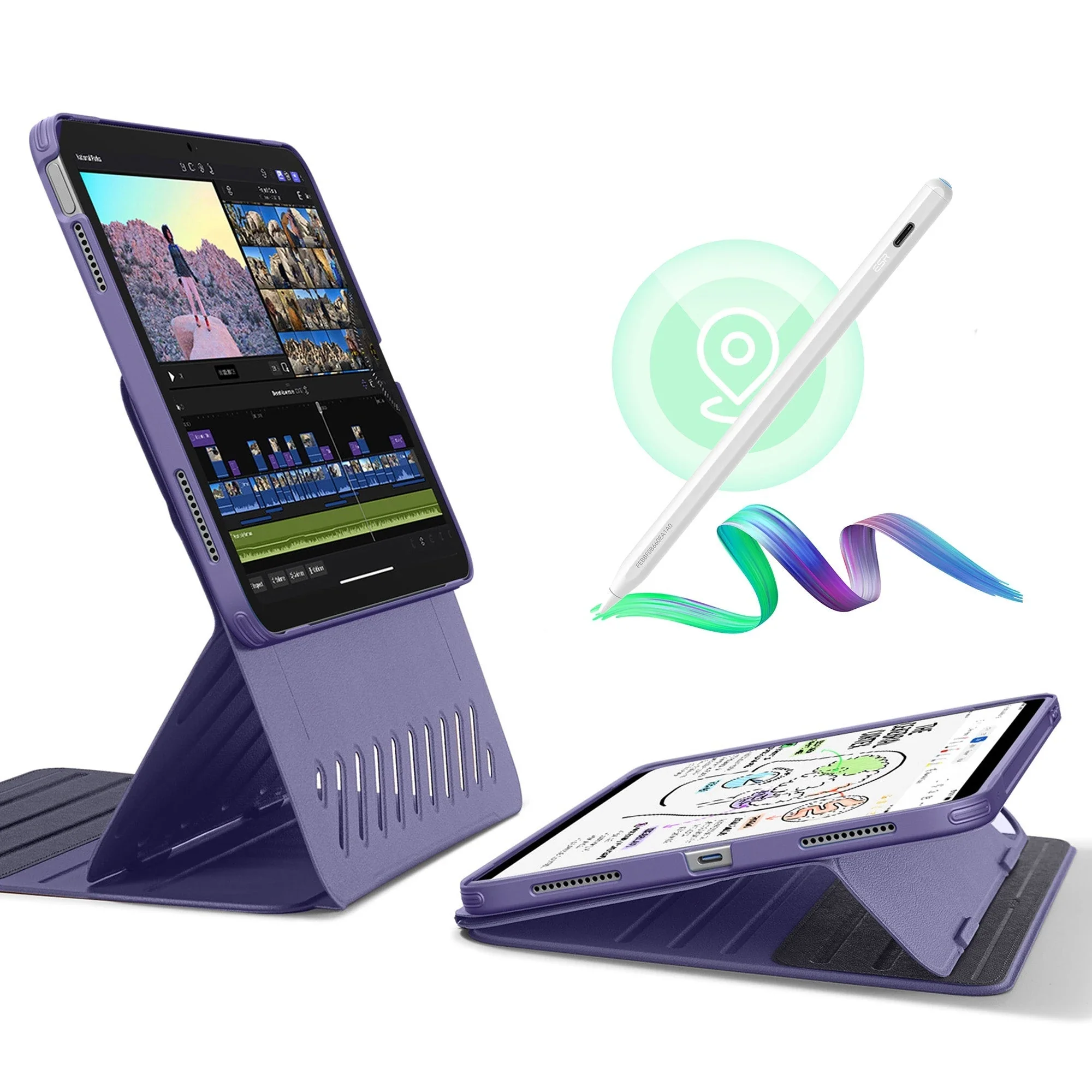 iPad 11" (A16) 2025 Bundle Shift Magnetic Case with Pencil - Purple