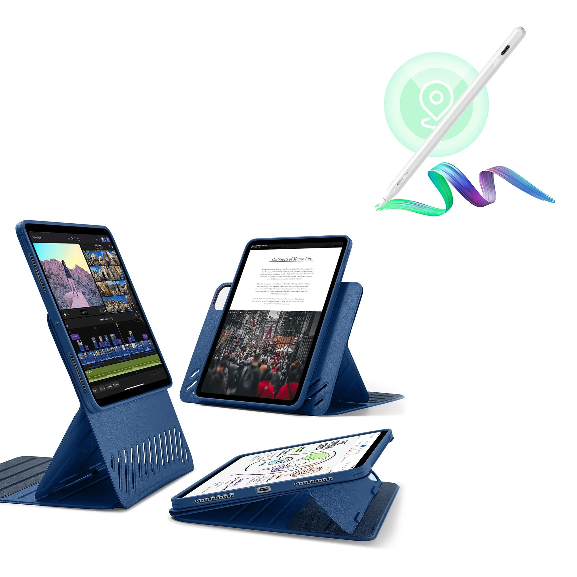 iPad Pro 13″ (2024) Shift Magnetic Case with Pencil Bundle - Navy Blue