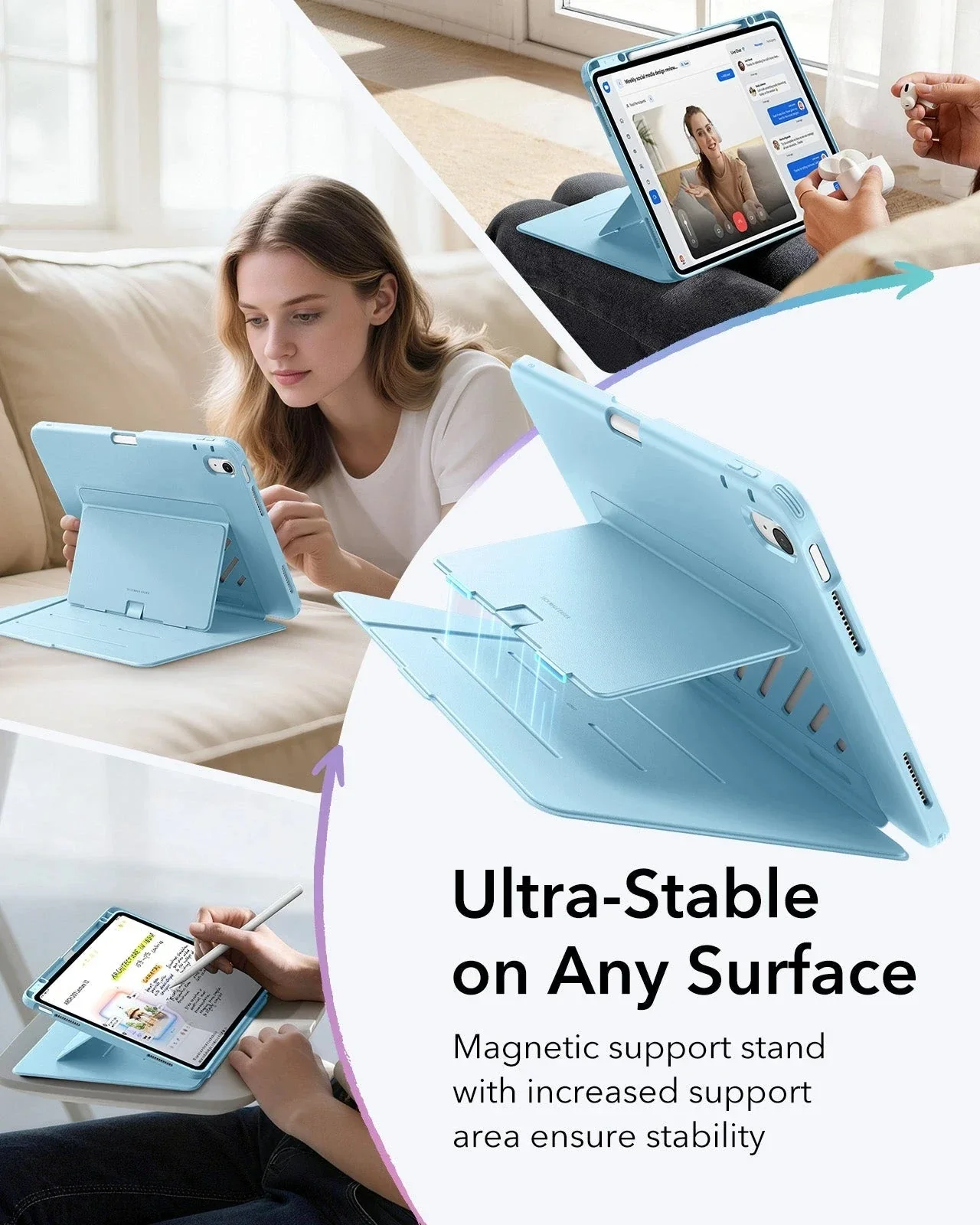 iPad Air 13" (M4) 2026 Flip Magnetic Case with Pencil Holder - Sky Blue - Image 5