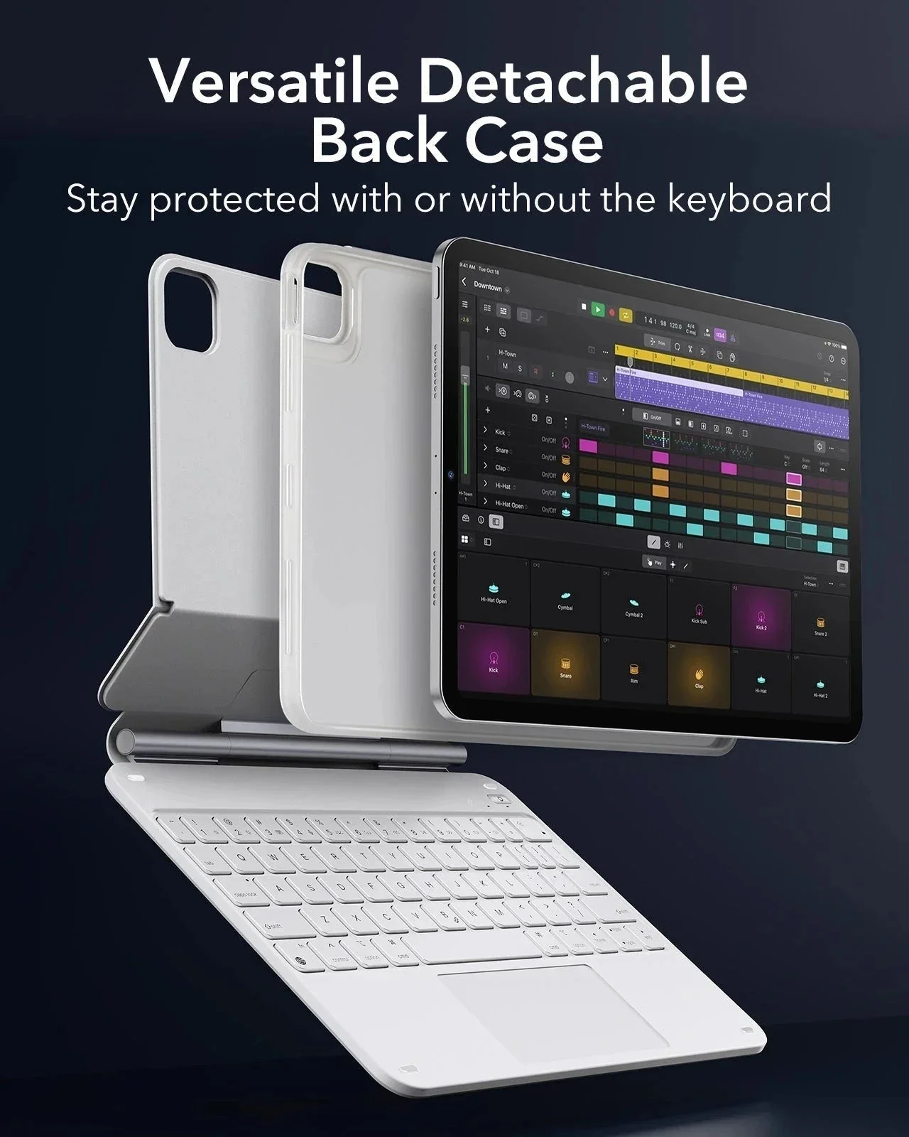 iPad Air 11" (M4) 2026 Rebound Magnetic Keyboard Case 360 - US Layout-White - Image 4