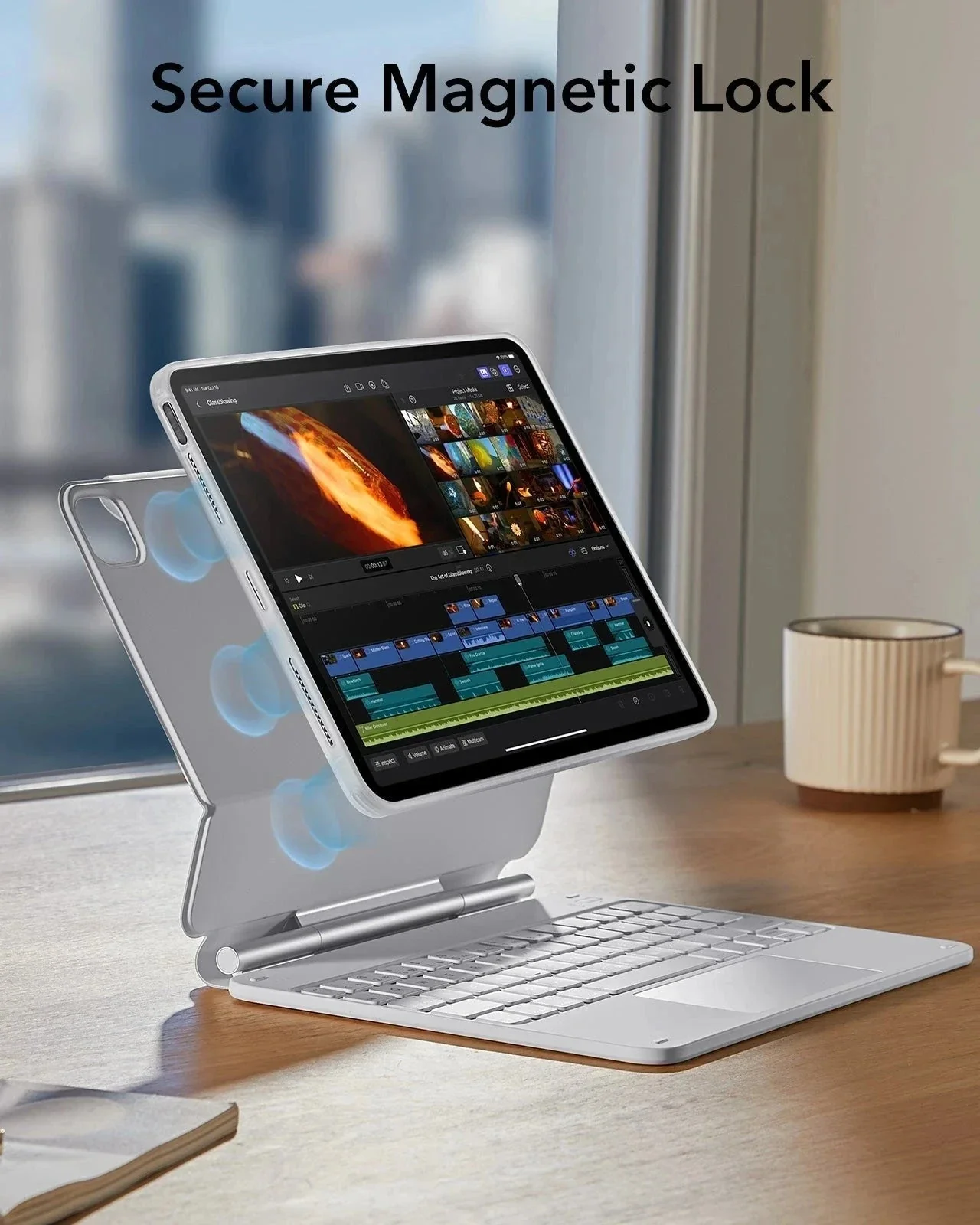 iPad Air 11" (M4) 2026 Rebound Magnetic Keyboard Case 360 - US Layout-White - Image 7